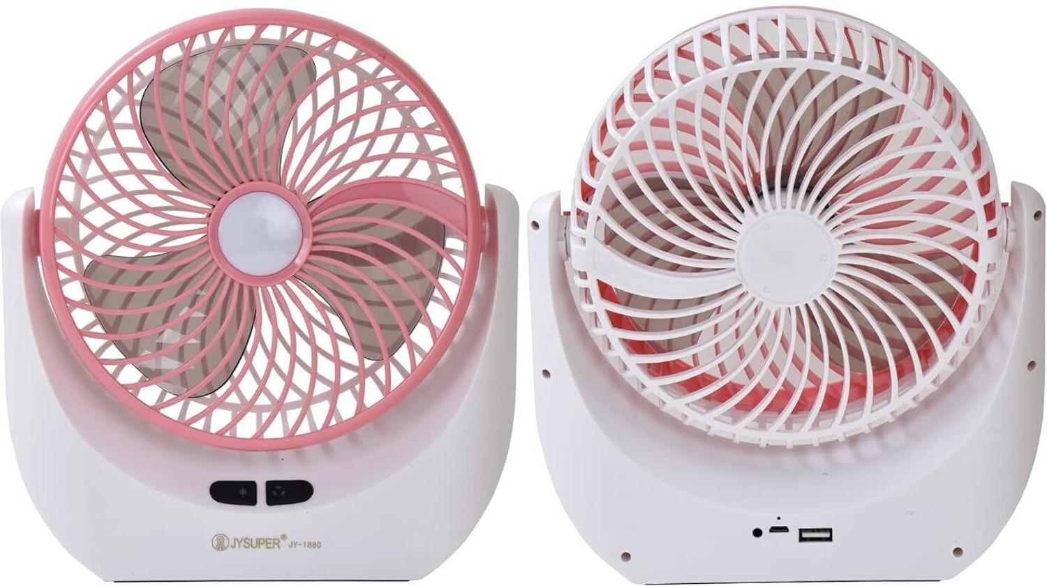 Image of Ampeva High-Speed 4000mAh Rechargeable Table Fan with LED Light, Portable Fan, USB Fan, USB Battery Powered Quiet Personal Fan, 3 Speed For Kitchen, Office, Home USB Fan