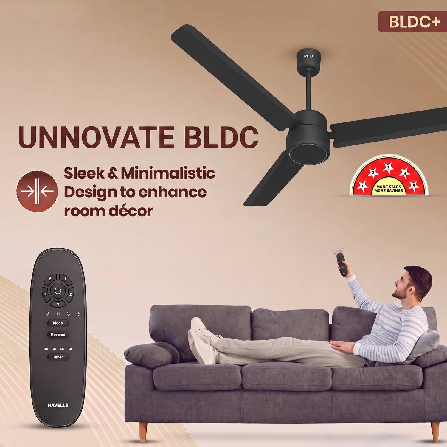 Reo by Havells Unnovate 1200mm Ceiling Fan - Image 3