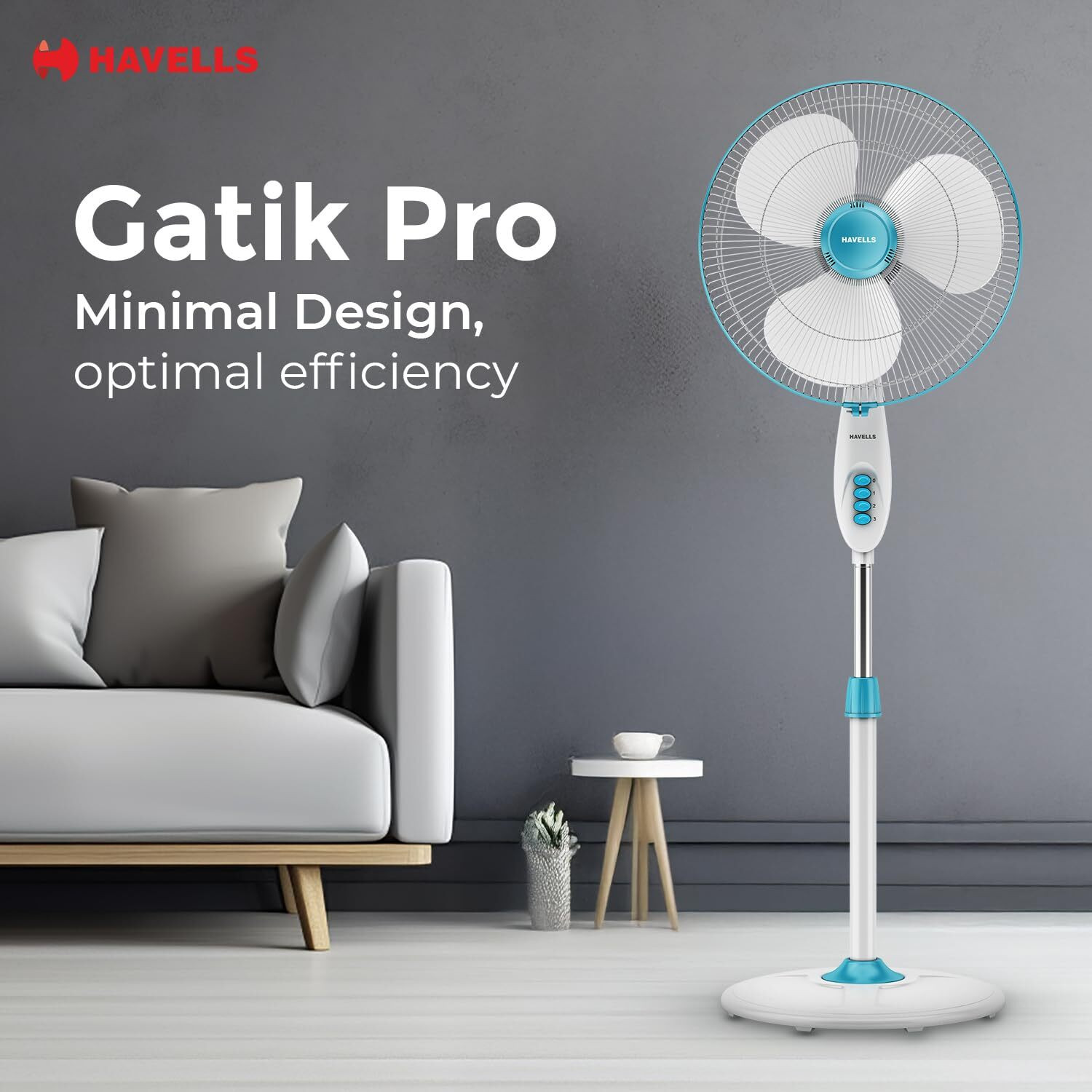 Image of HAVELLS Gatik Pro | Pedestal Fan | 400 mm | 1350 RPM with 2 Year Warranty 400 mm Pedestal Fan