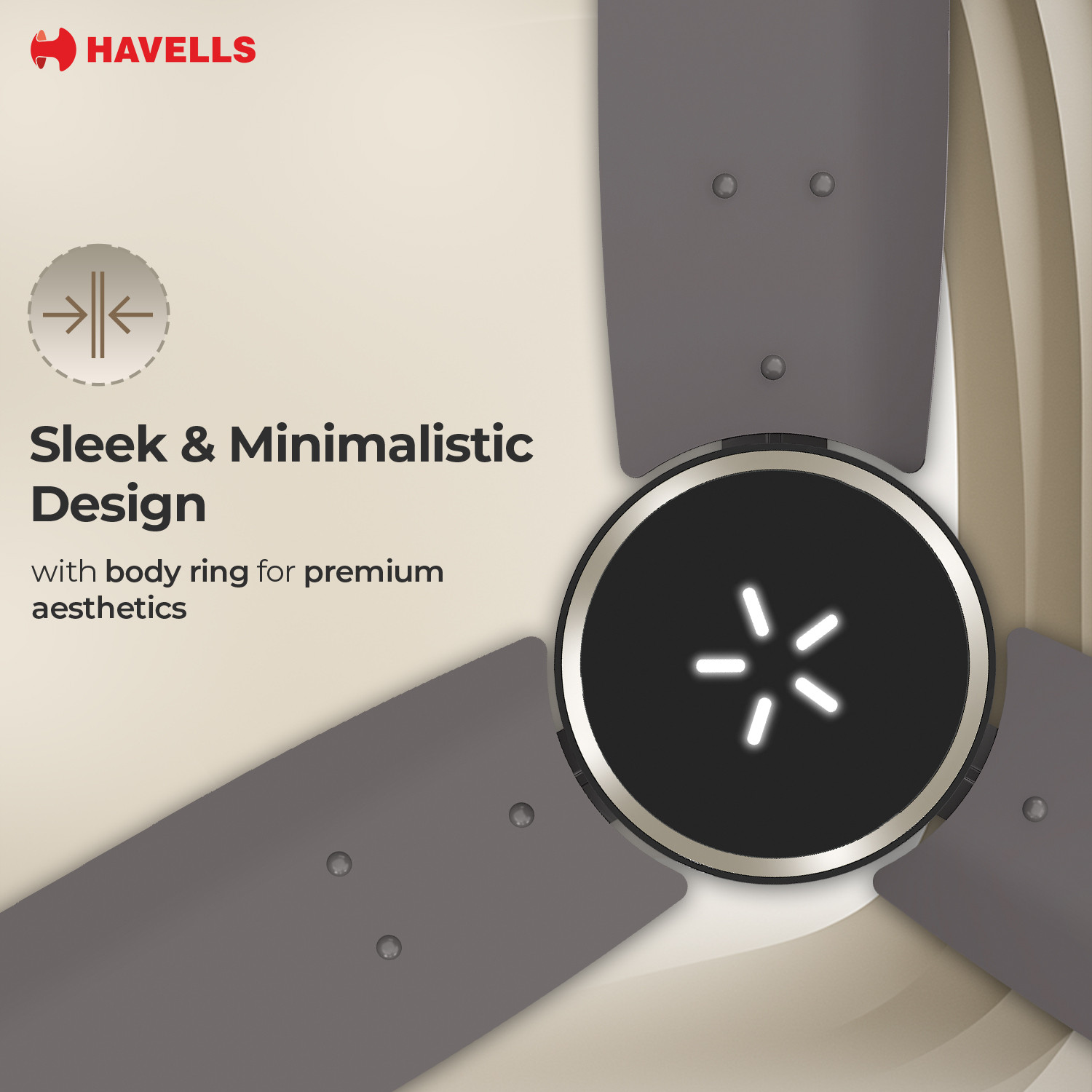 Image of HAVELLS FAB ULED|LED Speed Indicator|Remote Controlled|Upto 65% Energy Saving with 3 Year Warranty BLDC Motor with Remote 1200 mm Ceiling Fan (5 Star | Stone Grey | Pack of 1)
