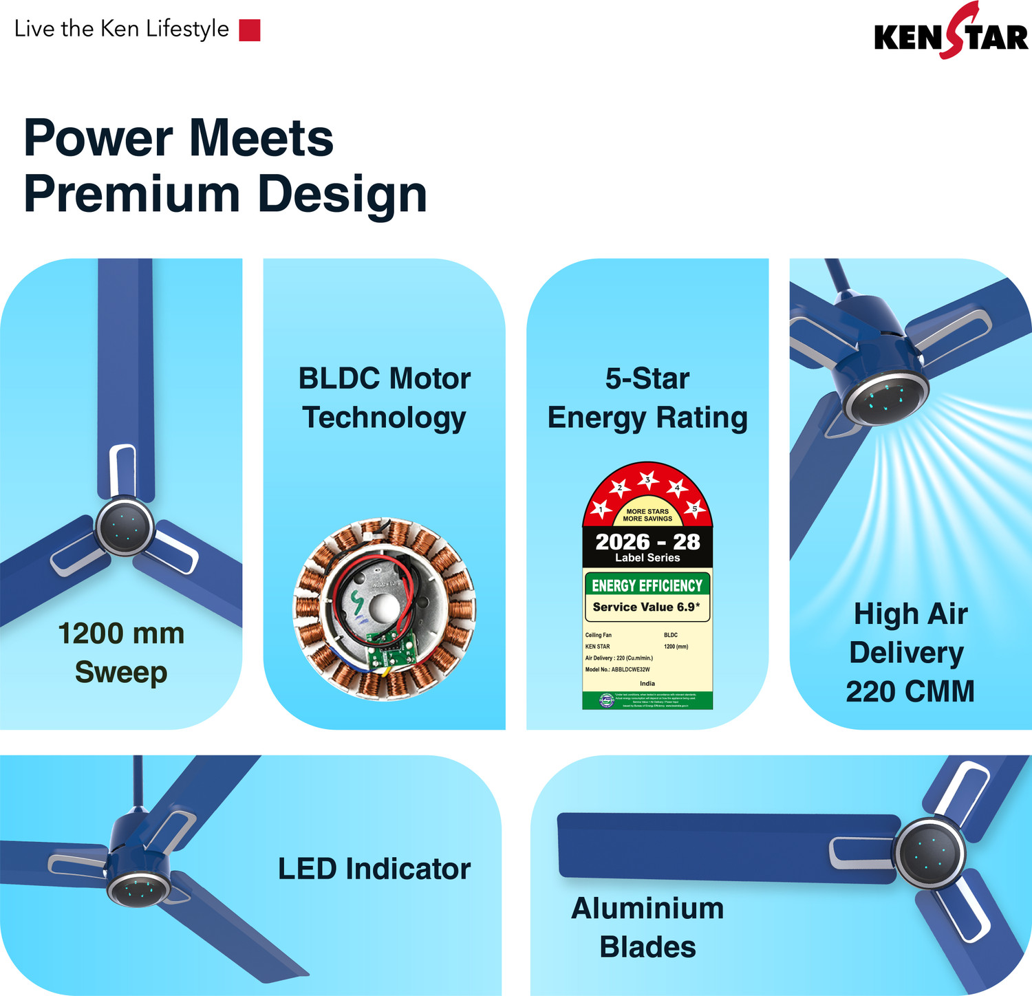 Image of Kenstar ABBLDCWE32W with 2 Year Warranty 1200 mm Ceiling Fan