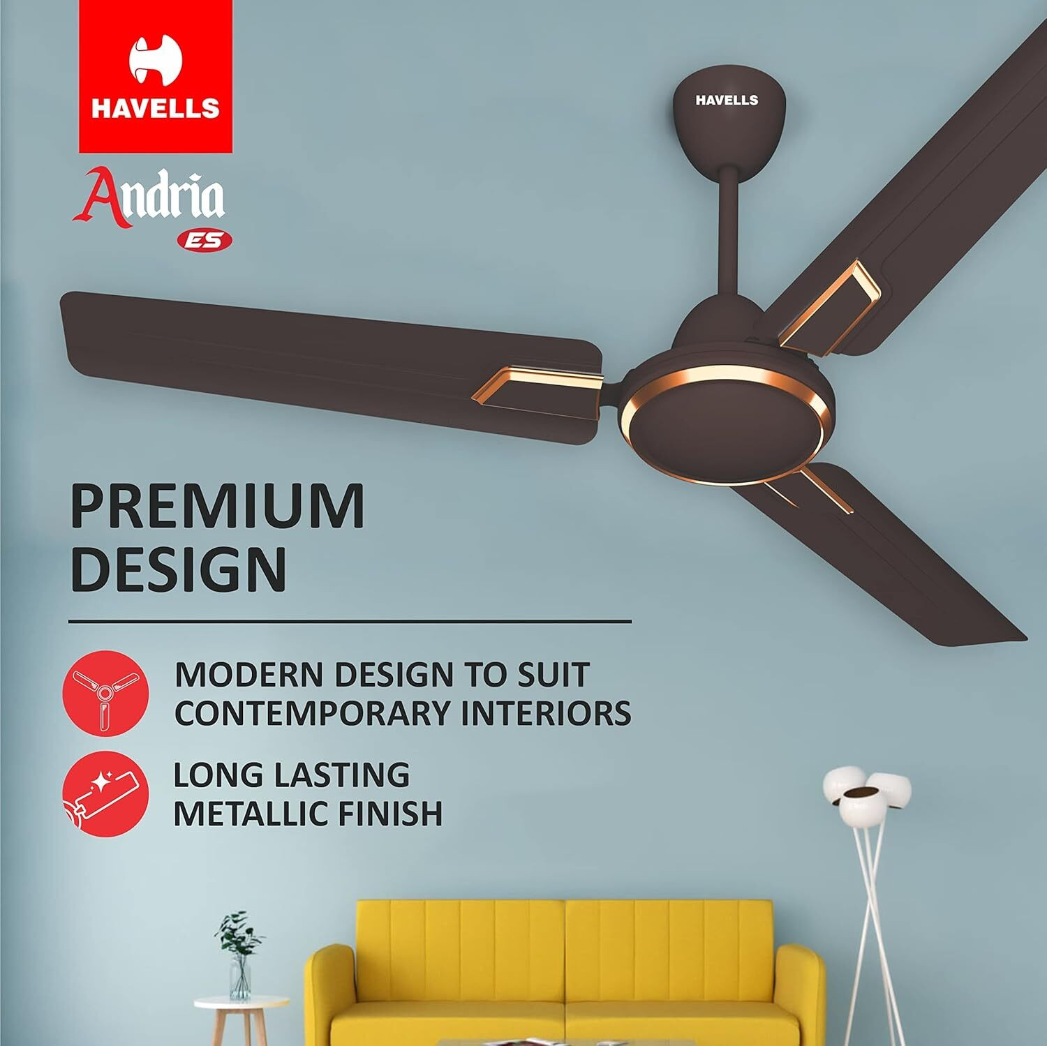 Image of HAVELLS Andria Energy Savingn,Corded Electric,art deco, with 2 Year Warranty 1200 mm Ceiling Fan