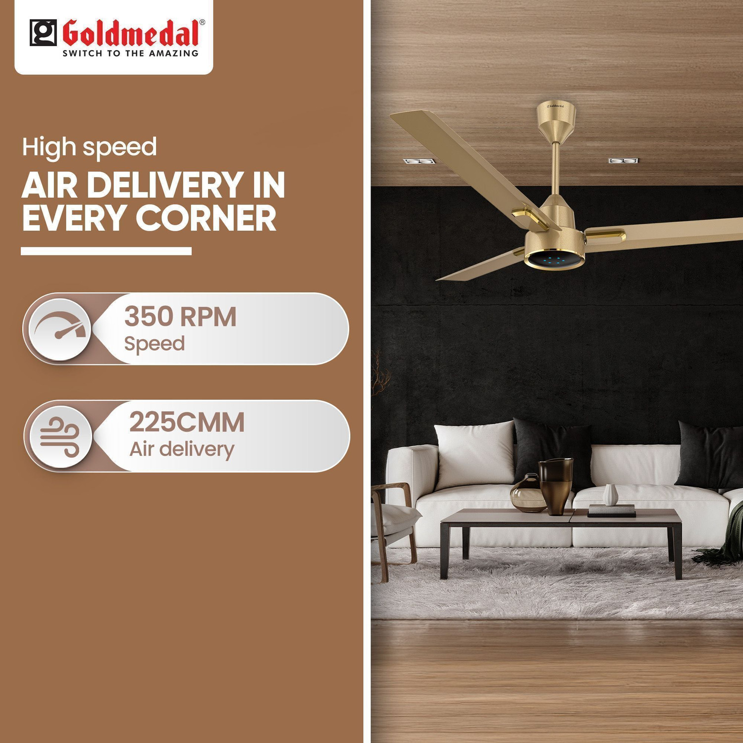 Image of Goldmedal Opus Prime BLDC with 5 Year Warranty BLDC Motor with Remote 1200 mm Ceiling Fan