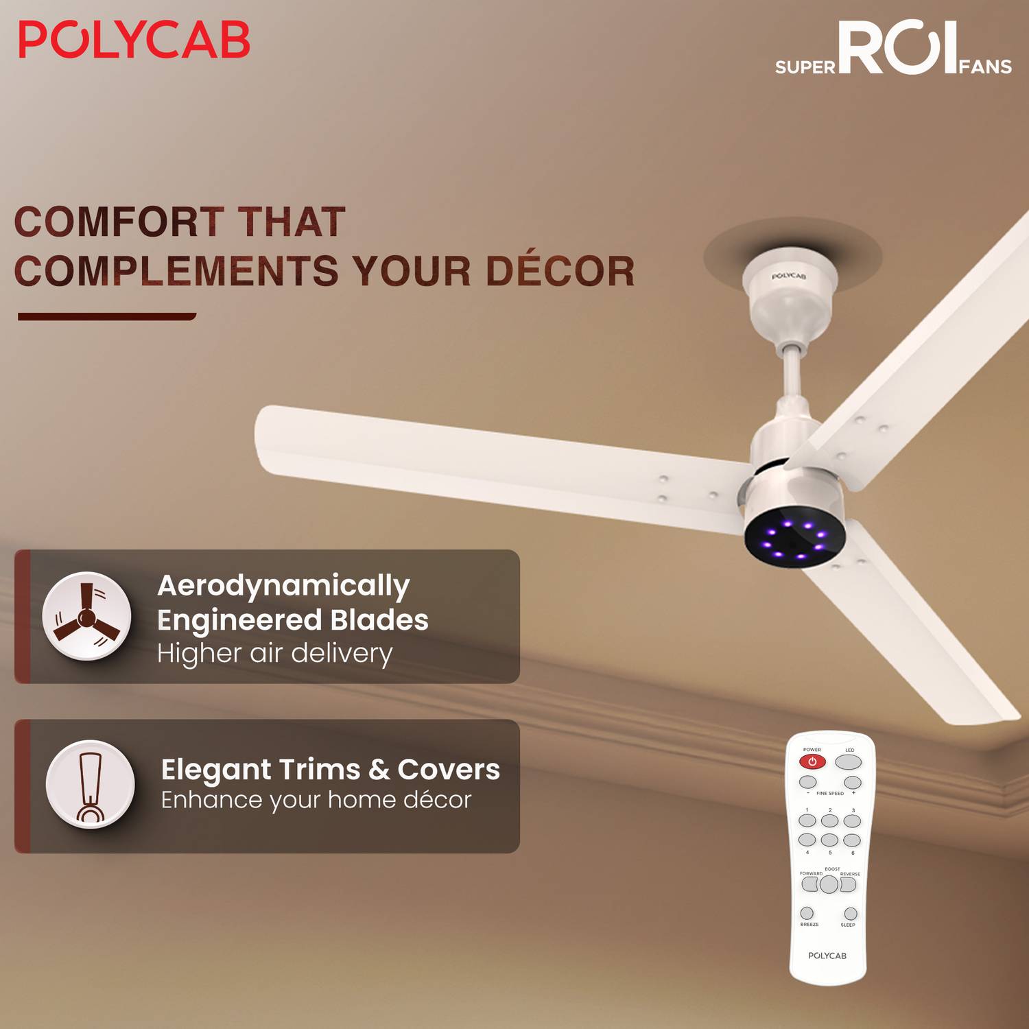 Polycab Wizzy Plus 2.0 1200mm Ceiling Fan - Image 3