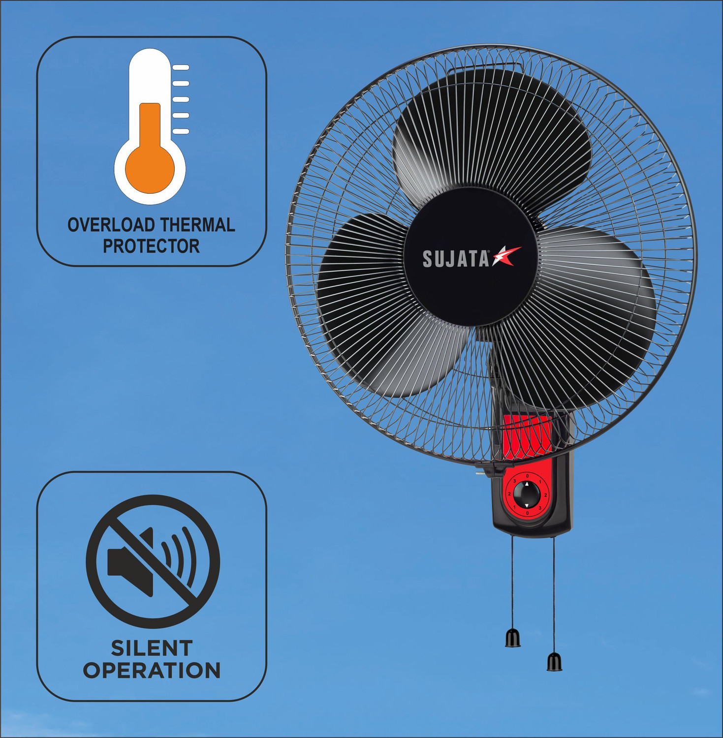 Image of SUJATA SWF 27 Wall Fan | 100% Copper Winding | Jerk Free | Oscillating Wall Fan with 2 Year Warranty High Air Delivery 400 mm Wall Fan