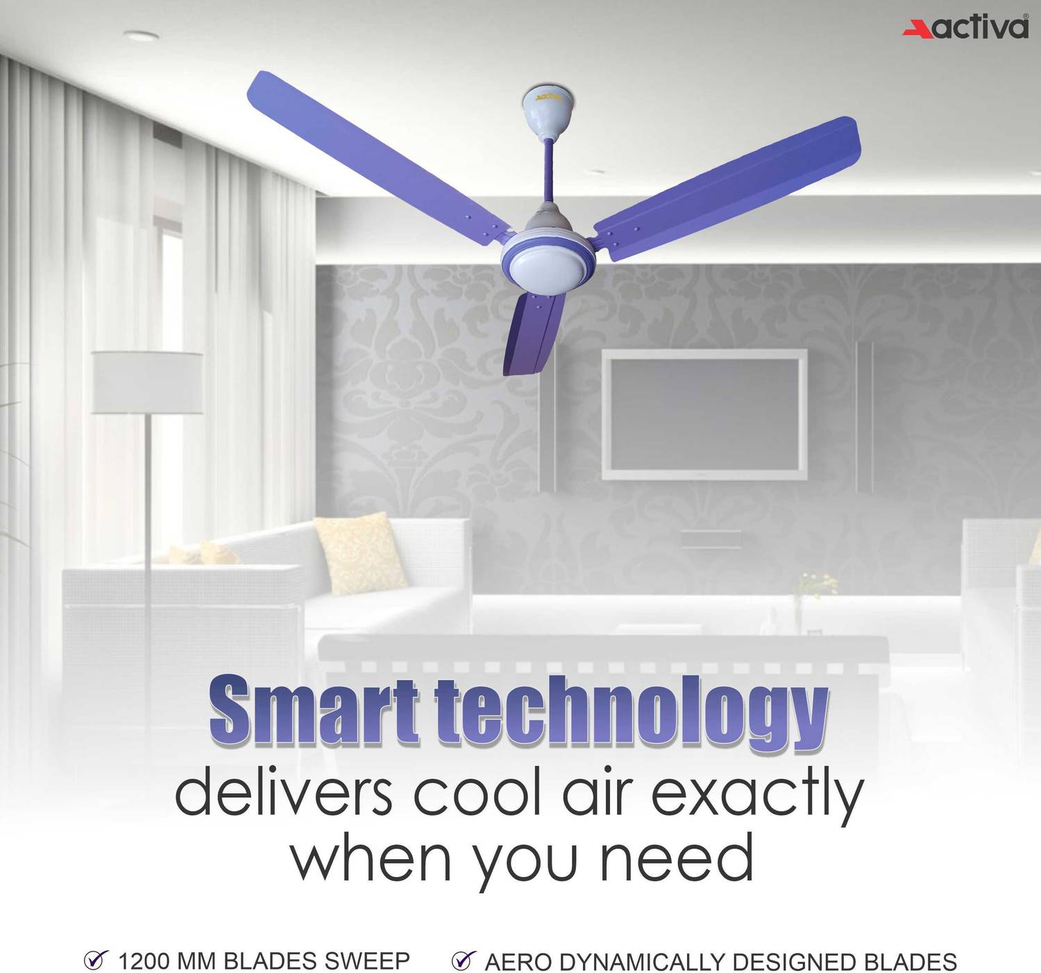ACTIVA SUPER FAN with 2 Year Warranty 1200 mm Ceiling Fan (PURPLE... more
