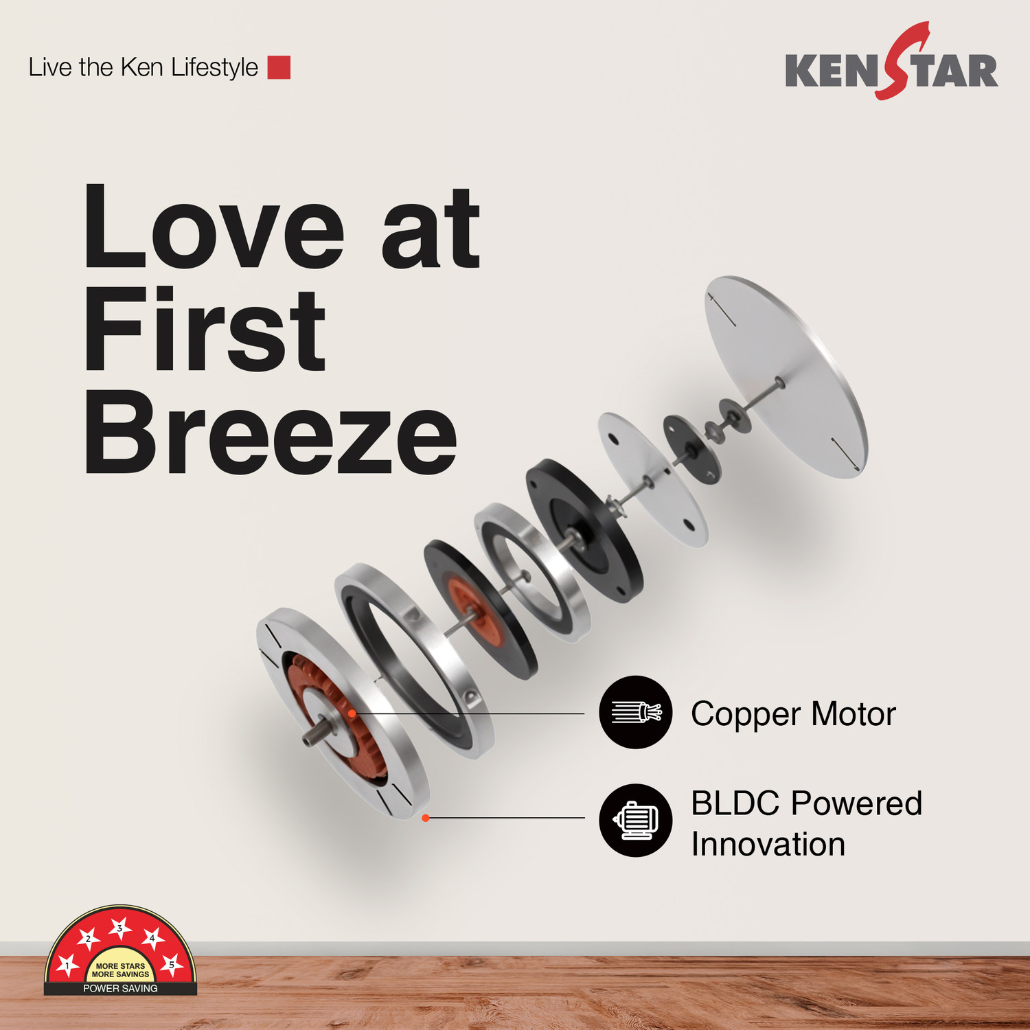 Image of Kenstar Snow breeze with 2 Year Warranty BLDC Motor with Remote 1200 mm Ceiling Fan
