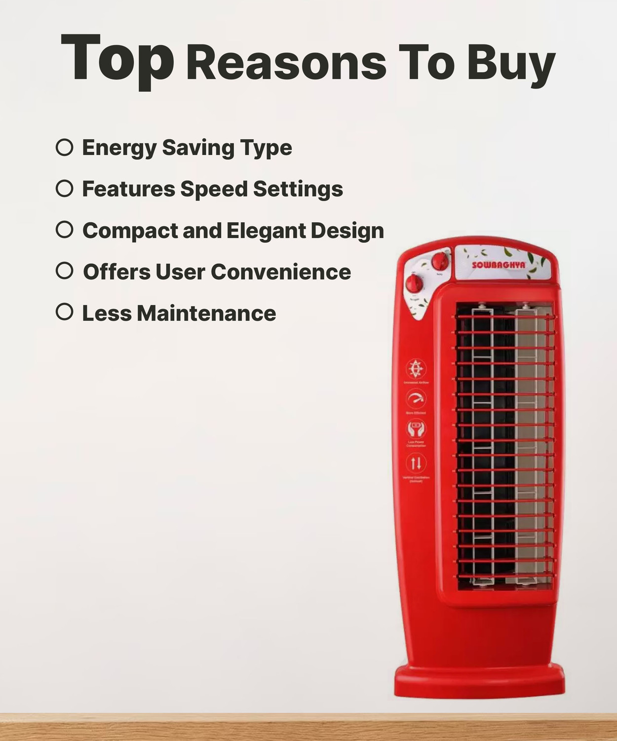 Image of Sowbaghya STF07 | Energy Saving | Economy | 3-Speed with 12 Months Warranty Energy Saving Tower Fan