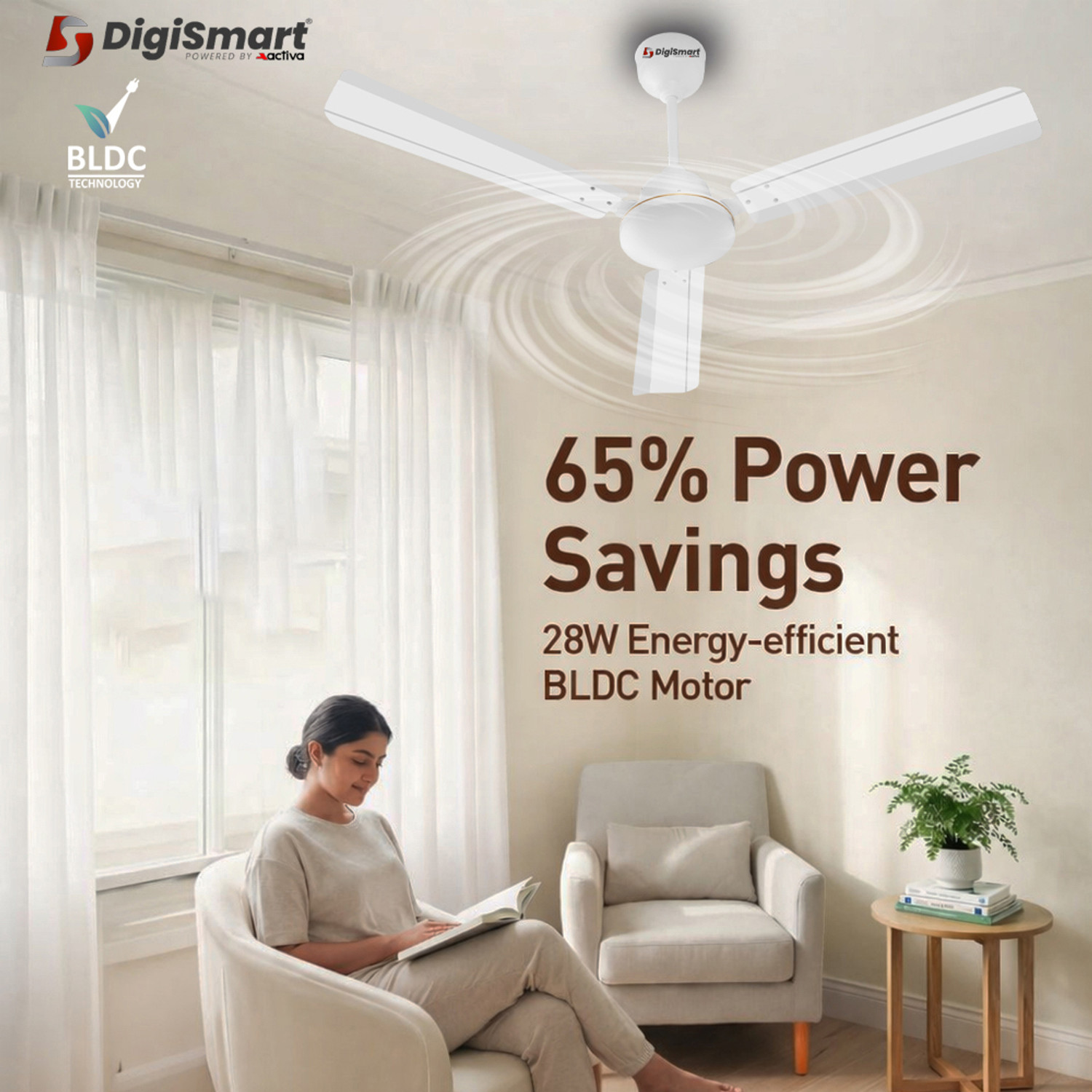 Image of DIGISMART Storm | BLDC Motor | Remote Control | Energy Saving | Silent Operation with 5 Year Warranty BLDC Motor with Remote 1200 mm Ceiling Fan