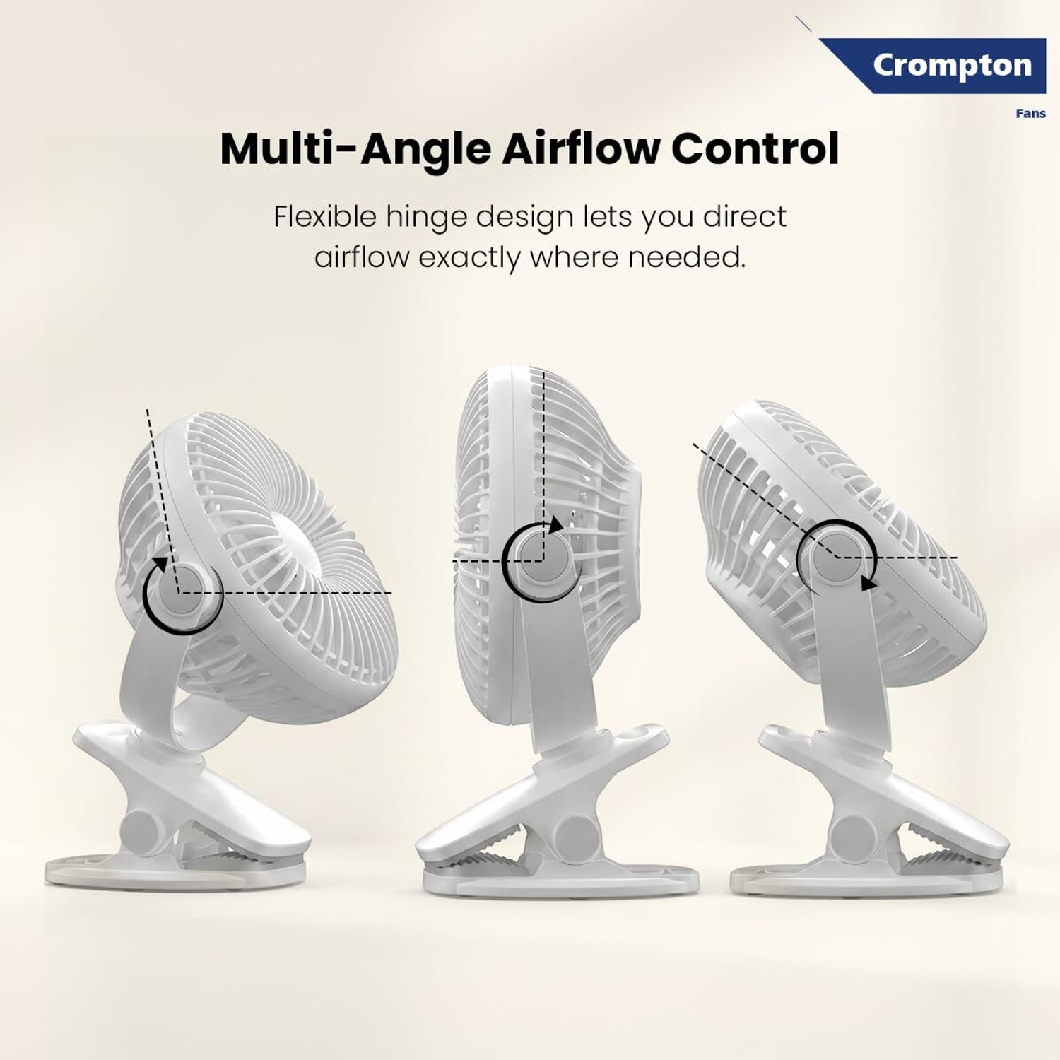 Image of Crompton Siro Personal Fan|Rechargeable Clip|C-type Charging with 1 Year Warranty Silent Operation, Ultra High Speed, With LED Indicators 100 mm Table Fan