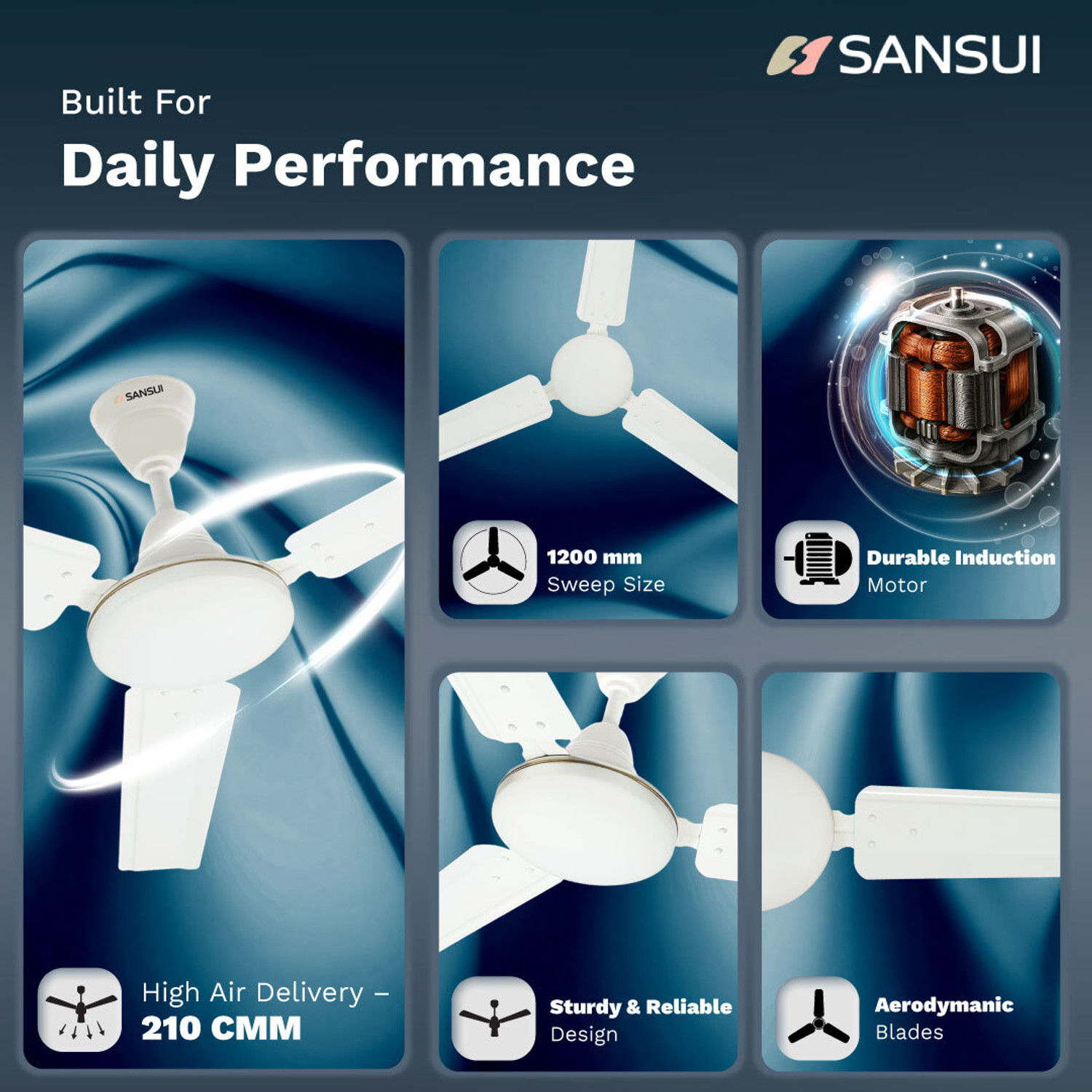Image of Sansui Aero Spin Max with 2 Year Warranty 1200 mm Ceiling Fan
