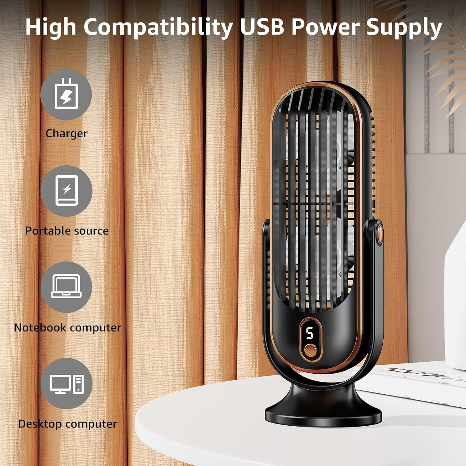 Image of Woomzy Table Fan Rechargeable Table Fan with LED Light High Speed Fan for Home Ultra High Speed 1400 mm Table Fan