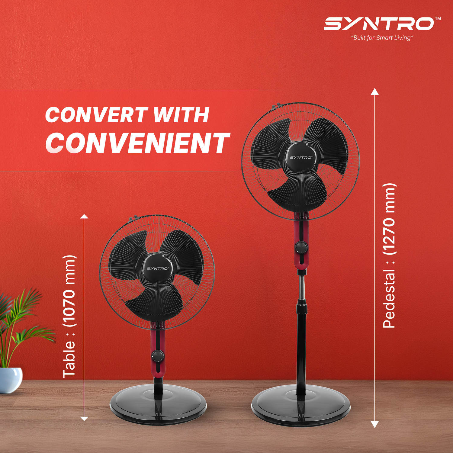 Image of Syntro Aero Max | Copper Motor | Adjustable Height | High Speed with 1 Year Warranty 400 mm Pedestal Fan