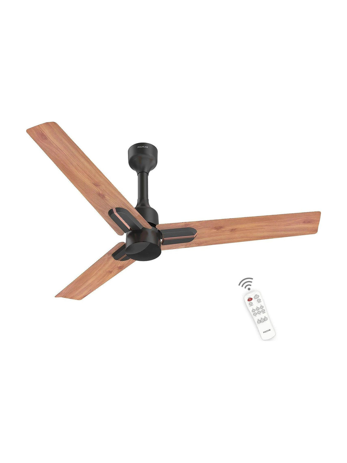 Image of Polycab Wizzy Neo |Remote|6 Speed| with 2 Year Warranty BLDC Motor with Remote 1200 mm Ceiling Fan (5 Star | Nat-wood | Pack of 1)