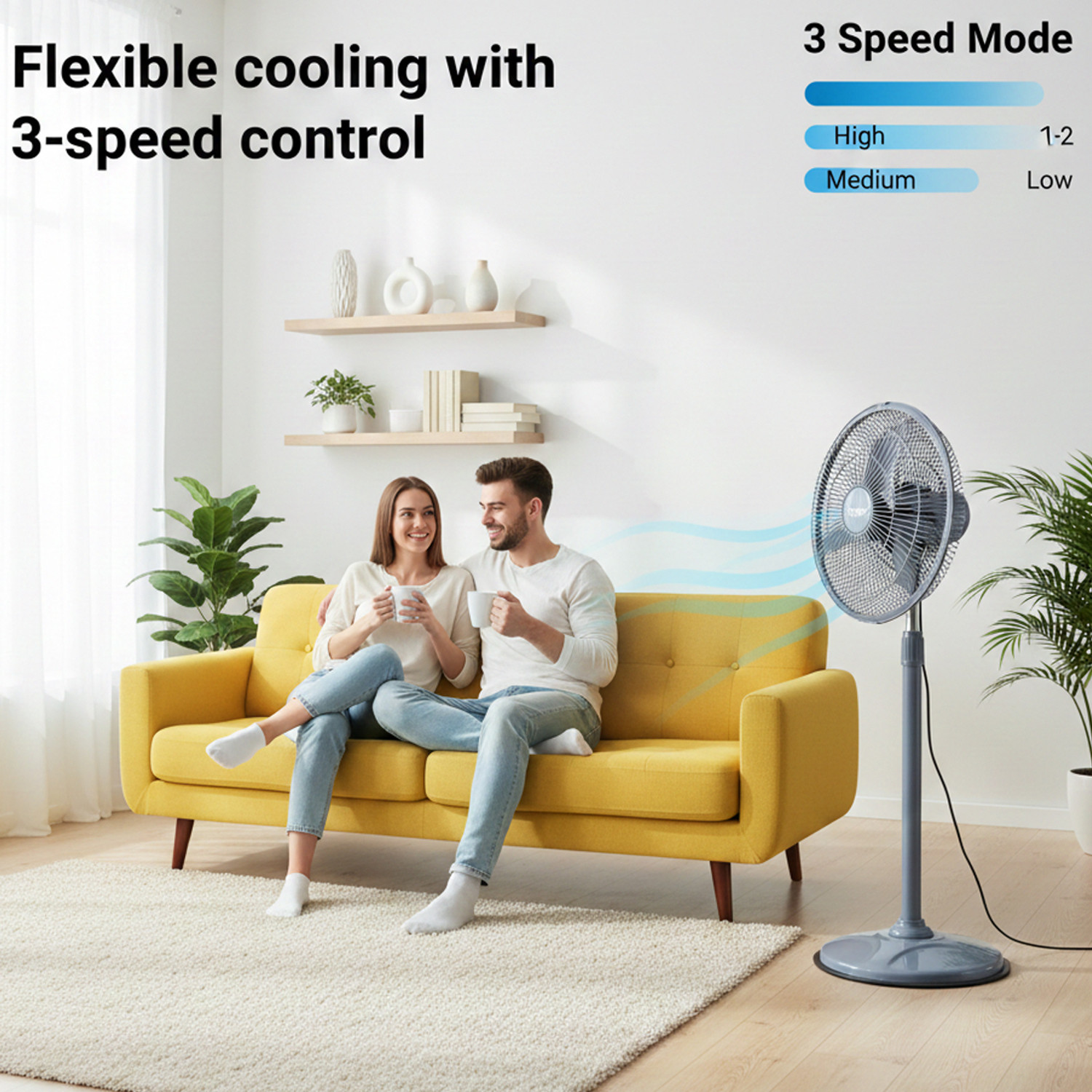 Image of Fogger Wind Speed Electric Stand Fan Wind Speed | Adjustable Height | Silent Operation with 2 Year Warranty High Air Delivery, Silent Operation 400 mm Pedestal Fan