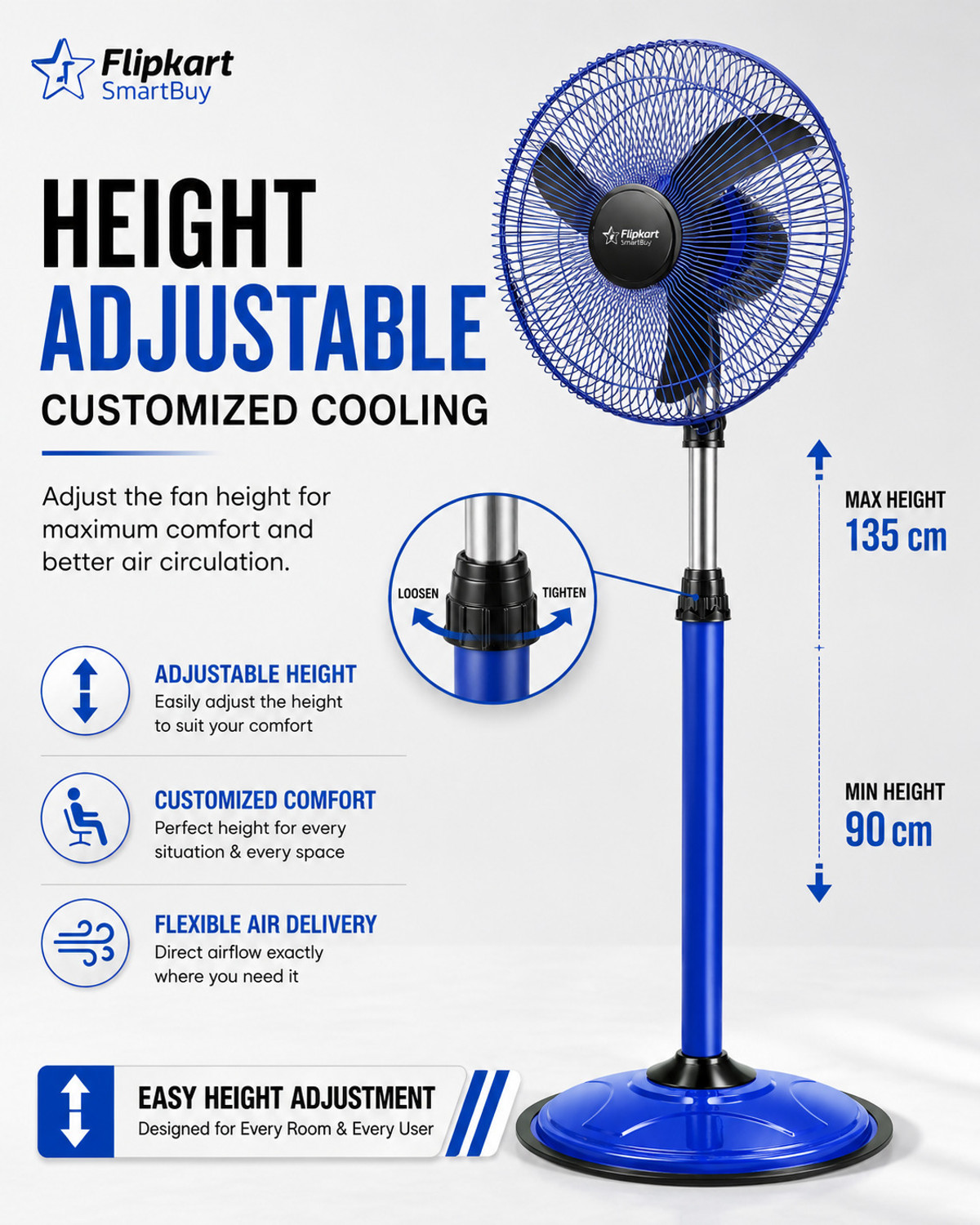 Image of Flipkart SmartBuy Falcon Signature with 2 Year Warranty High Air Delivery, Ultra High Speed 400 mm Pedestal Fan