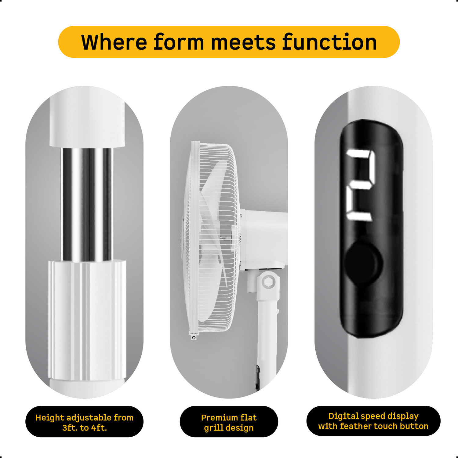 Image of Atomberg SilenceAire Hi-Speed6 SpeedSilent Pedestal FanHome&OfficeHeight Adjustable with 2 Year Warranty Silent Operation 400 mm Pedestal Fan