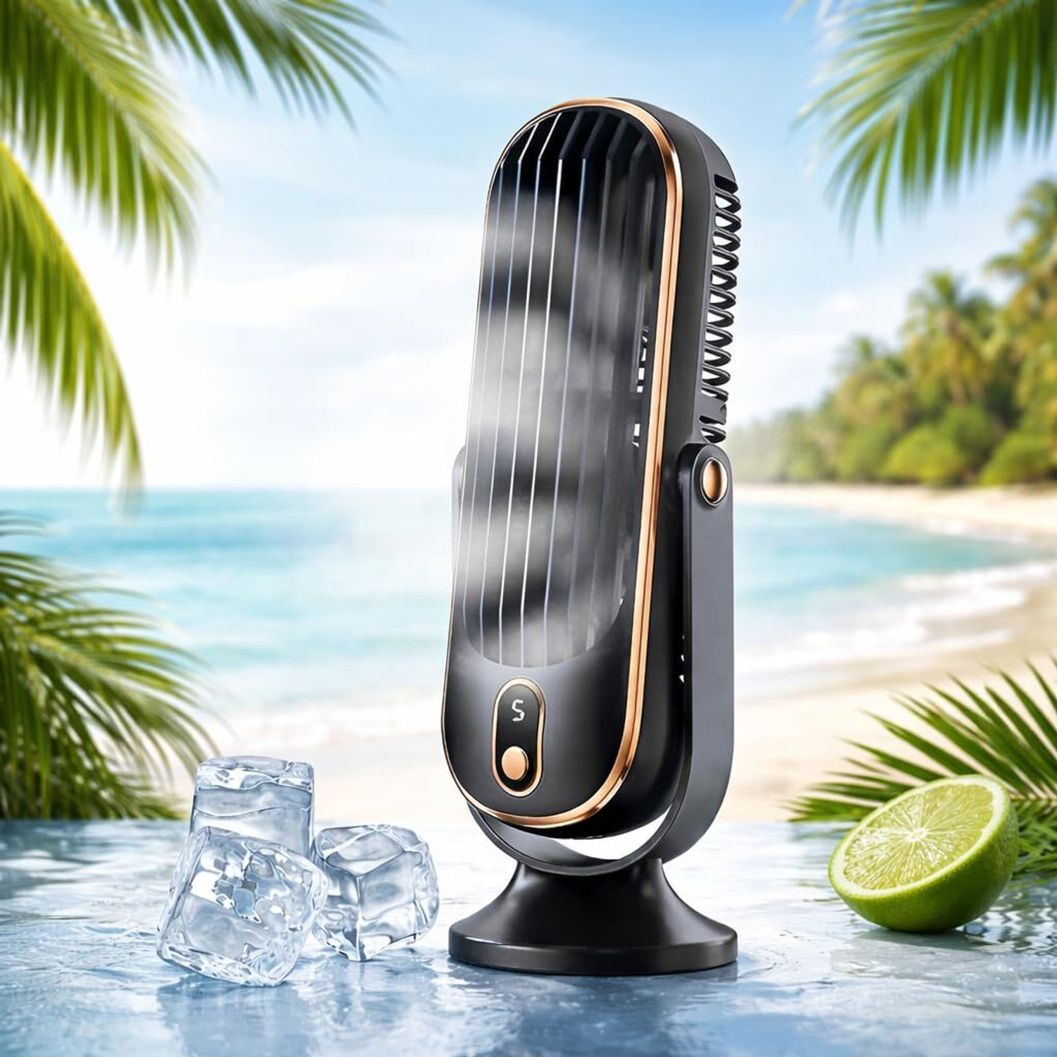 Image of Woomzy Table Fan Rechargeable Table Fan with LED Light High Speed Fan for Home Ultra High Speed 1400 mm Table Fan