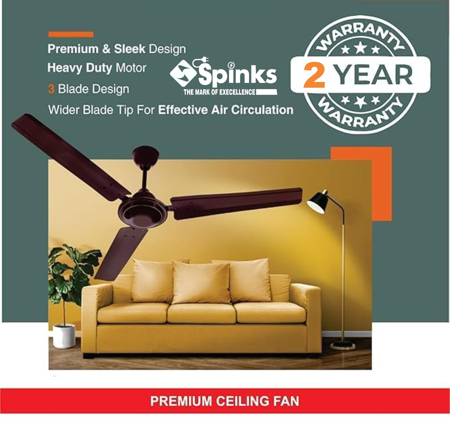 Image of SPINKS C-207 with 24 Months Warranty 1200 mm Ceiling Fan