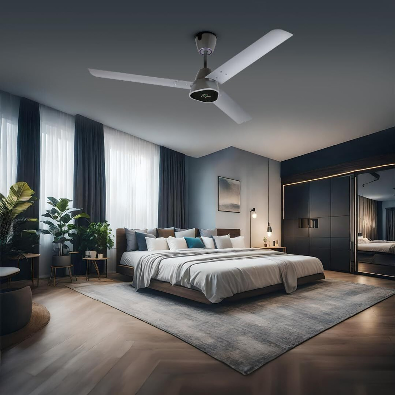 Image of EcoLink AiroGeometry 1200mm Silver Mist with 3 Year Warranty 1200 mm Ceiling Fan (5 Star | Silver Mist | Pack of 1)