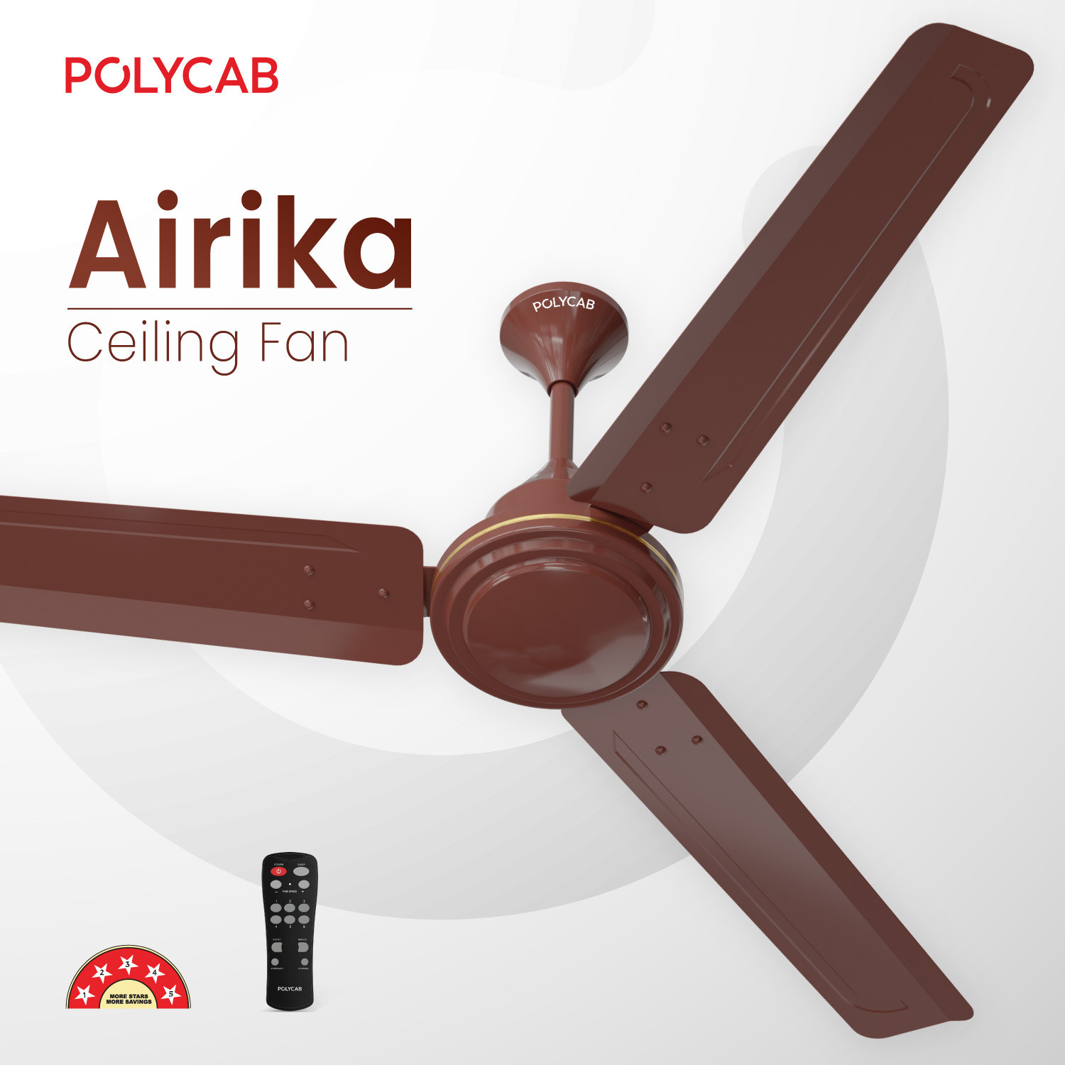Image of Polycab Airika BLDC 100% CopperHigh Air Delivery with 2 Year Warranty BLDC Motor with Remote 1200 mm Ceiling Fan