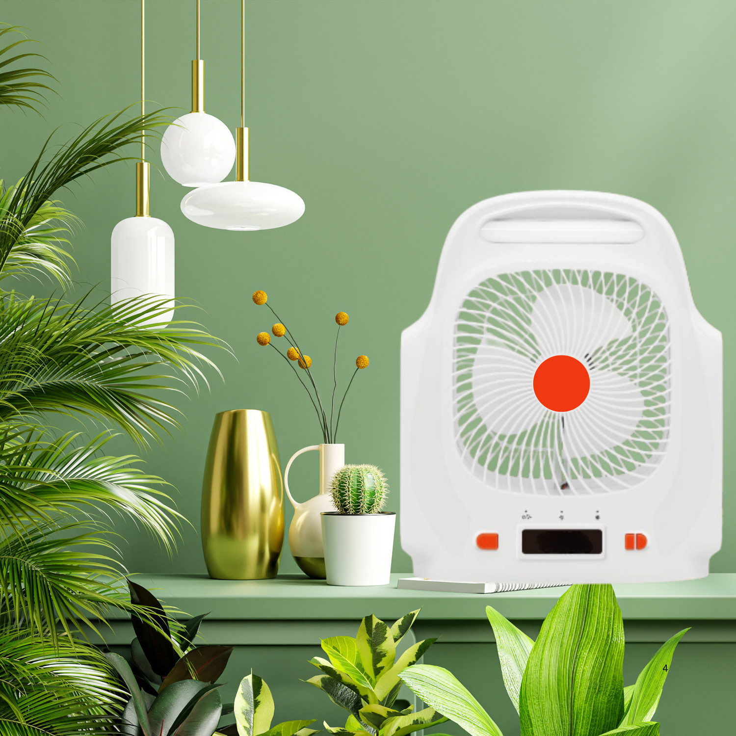 Image of DRUMSTONE Solar Rechargeable Fan - LED Light & Cord-Free Cooling for Home or Outdoors with 7 Year Warranty 3 mm Table Fan