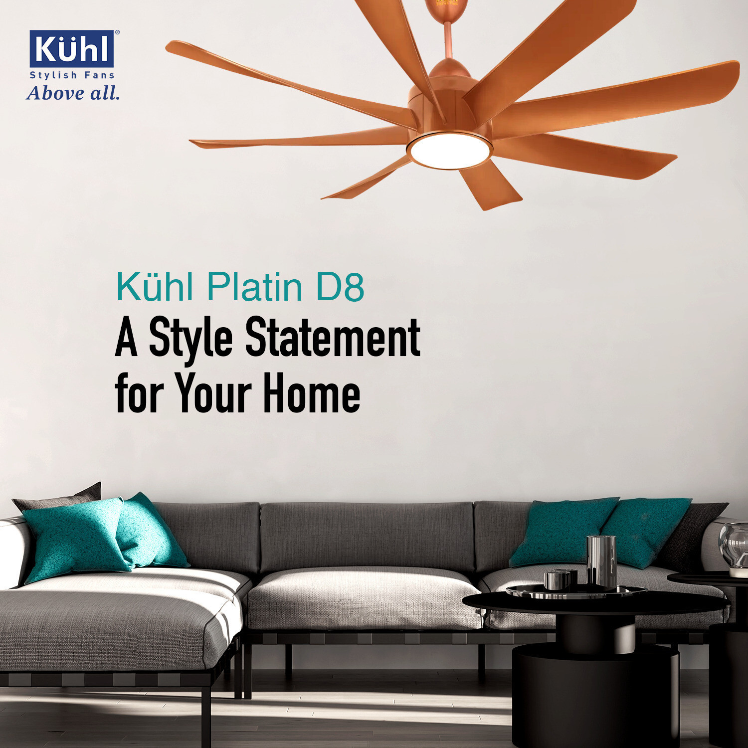 Image of KUHL Platin D8 Stylish 65% Power Saving with 1 Year Warranty BLDC Motor with Remote 1200 mm Ceiling Fan