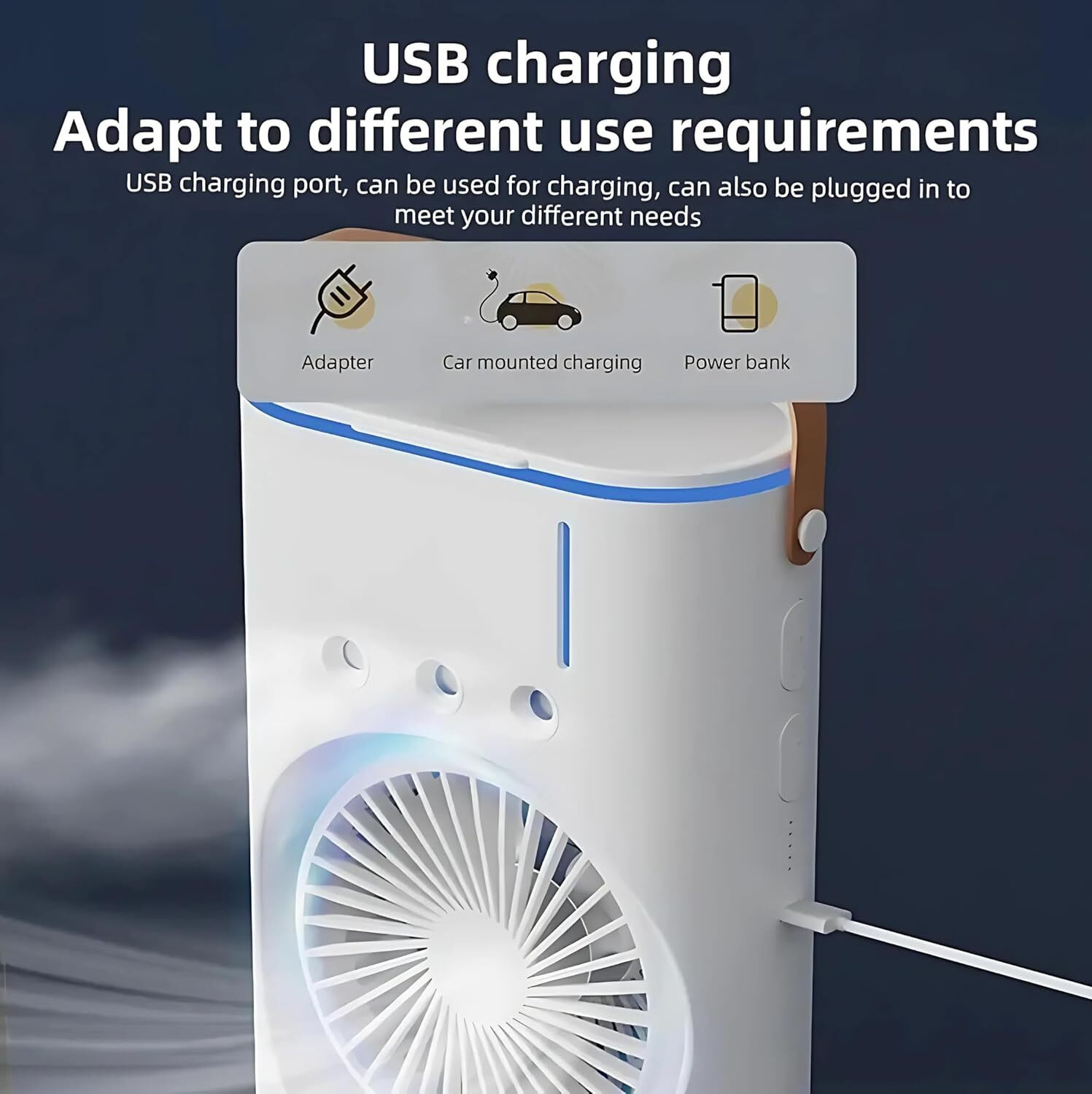 Image of Woomzy Table Fan Rechargeable Table Fan with LED Light High Speed Fan for Home Ultra High Speed 1400 mm Table Fan
