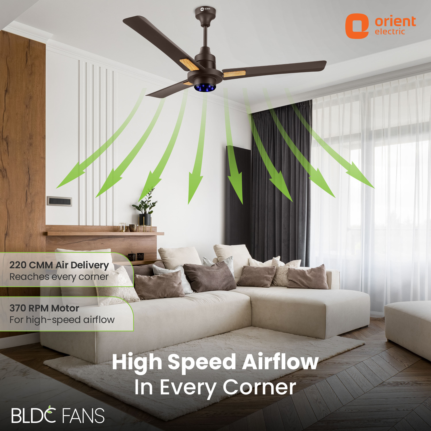 Image of Orient Electric I tome Plus BEE Star Rated with 3 Year Warranty BLDC Motor with Remote 1200 mm Ceiling Fan