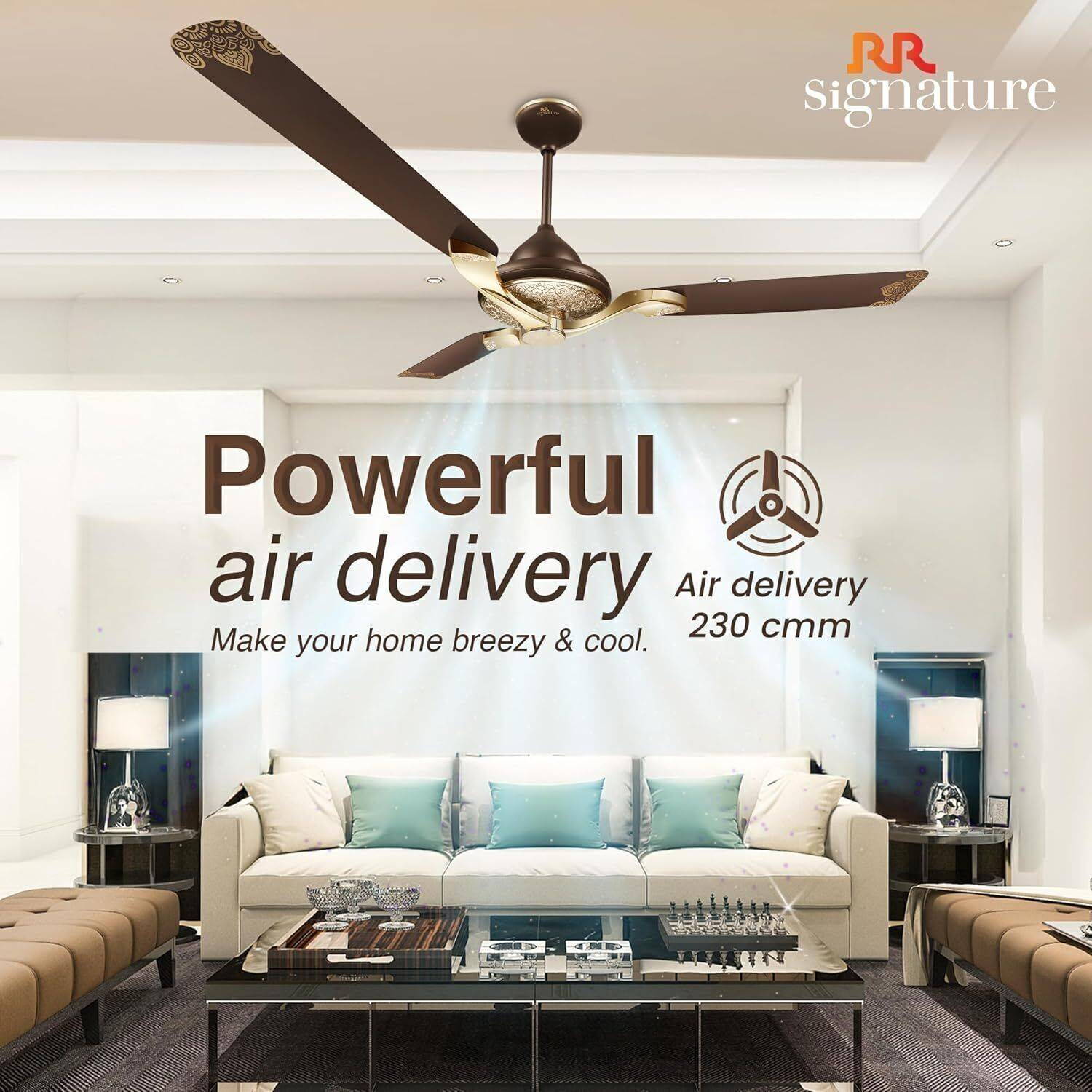 RR Jaipur Mahal 1320 mm Ceiling Fan - Image 4