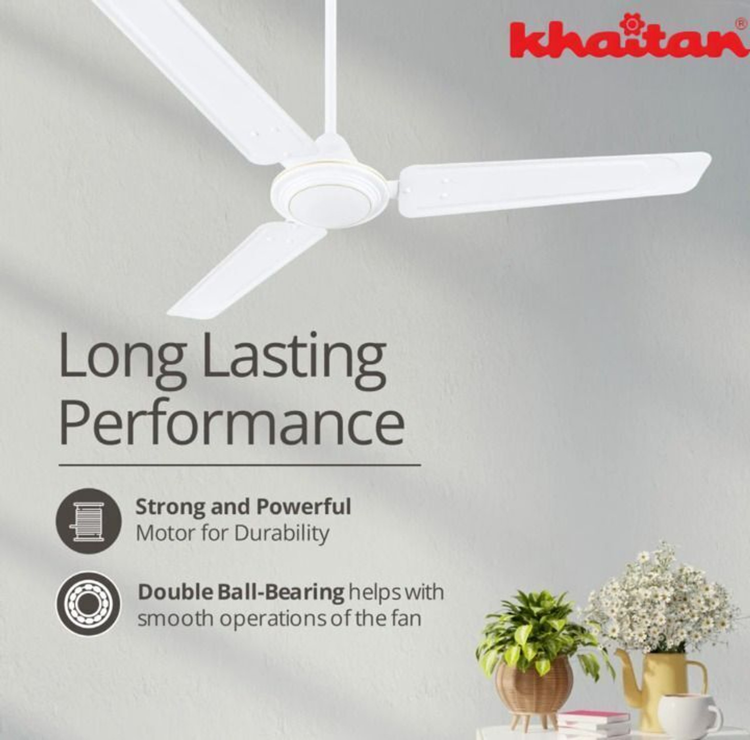 Image of Khaitan High Speed Ceiling fan 48 inch / 1200 mm 100% Copper | Power Saving| Low Noise| with 2 Year Warranty High Air Delivery, Energy Saving 1200 mm Ceiling Fan