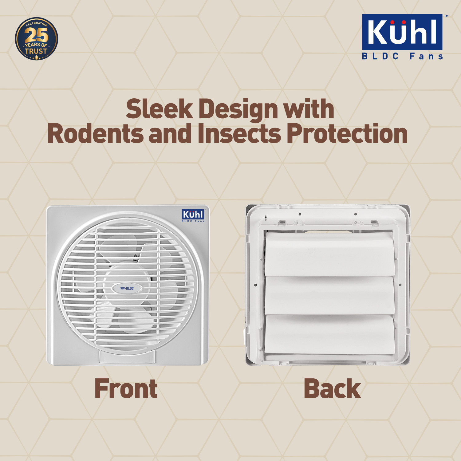 Image of KUHL Ventis 8 inch BLDC Ventilation /Exhaust Fan | 9W | 1600 RPM | 650 CMH Air Delivery with 2 Year Warranty BLDC Motor 200 mm Exhaust Fan