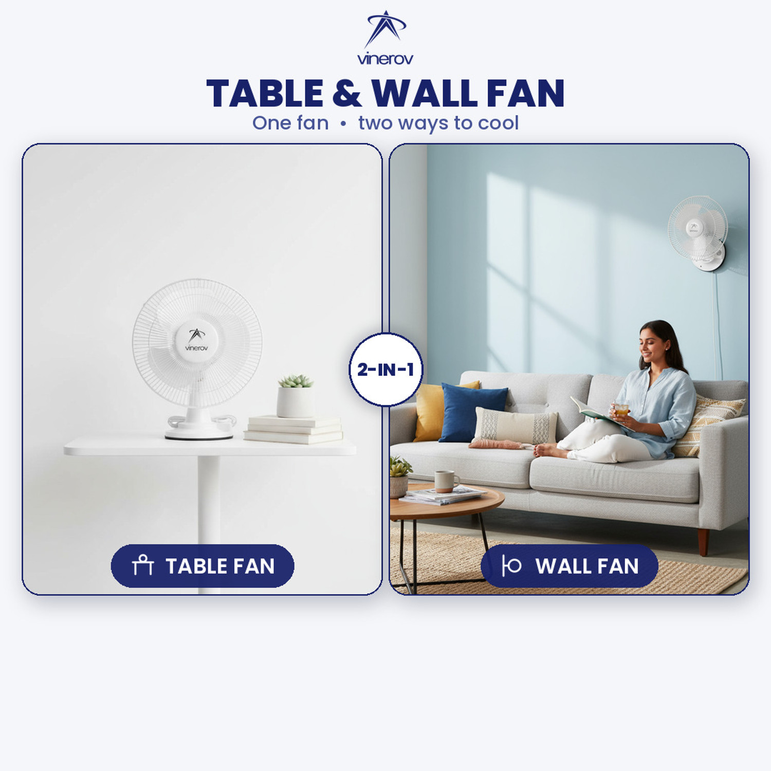 Image of Vinerov AirFlex 12 inch HS 2in1 | Table & Wall Support | 90 Oscillation | 2200+ RPM with 1 Year Warranty Ultra High Speed 300 mm Table Fan