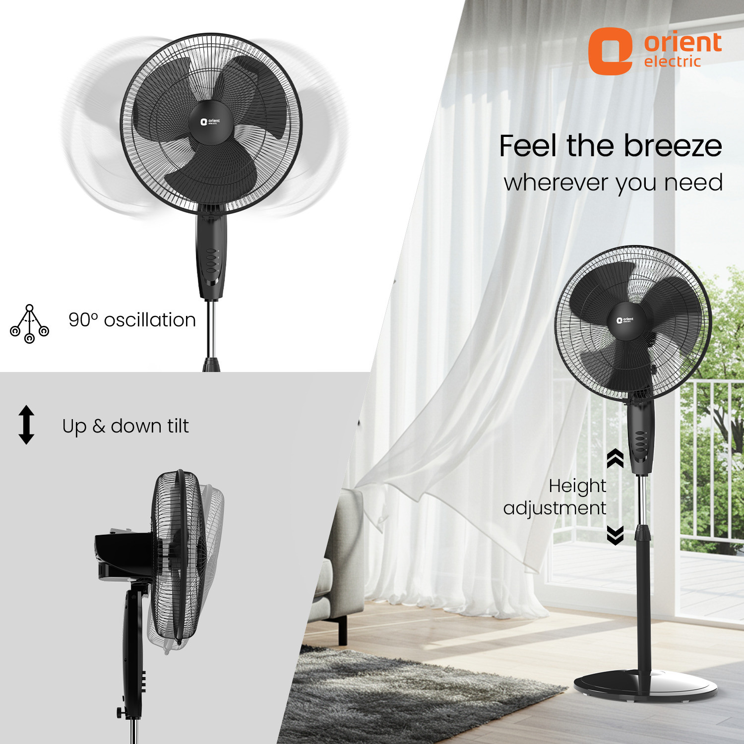 Image of Orient Electric Stand 87 HS with 2 Year Warranty Ultra High Speed 400 mm Pedestal Fan