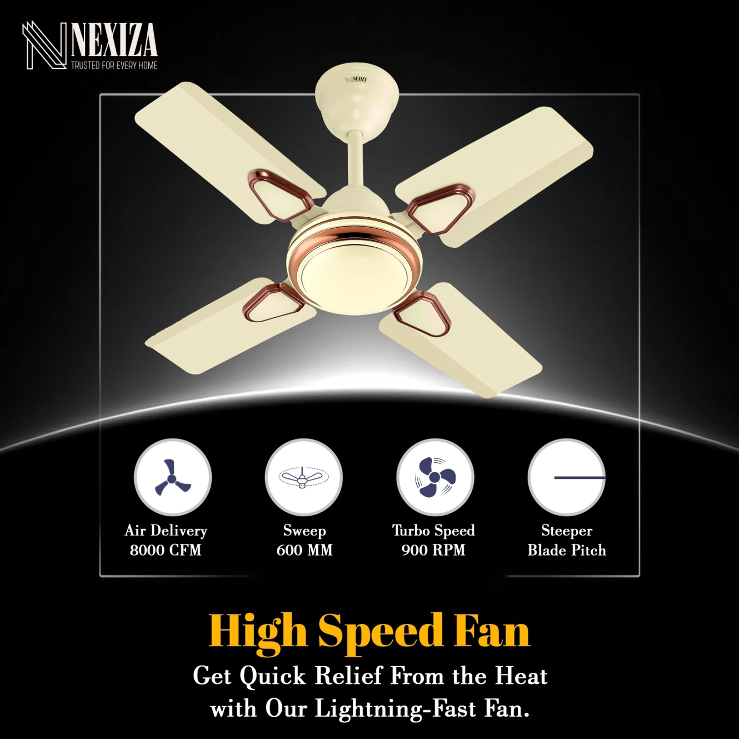 Image of Nexiza MaxEco 001 Super Ultra High Speed 24 Inch with 2 Year Warranty Anti Dust 600 mm Ceiling Fan