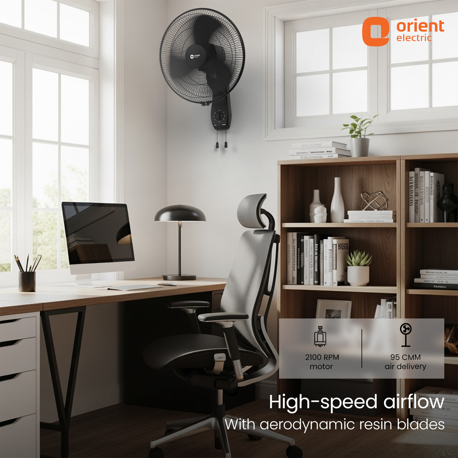Image of Orient Electric Wall 97 |100% Copper Motor|Superior Air Delivery |3 Speed | Military Grade Guard with 2 Year Warranty Ultra High Speed 400 mm Wall Fan