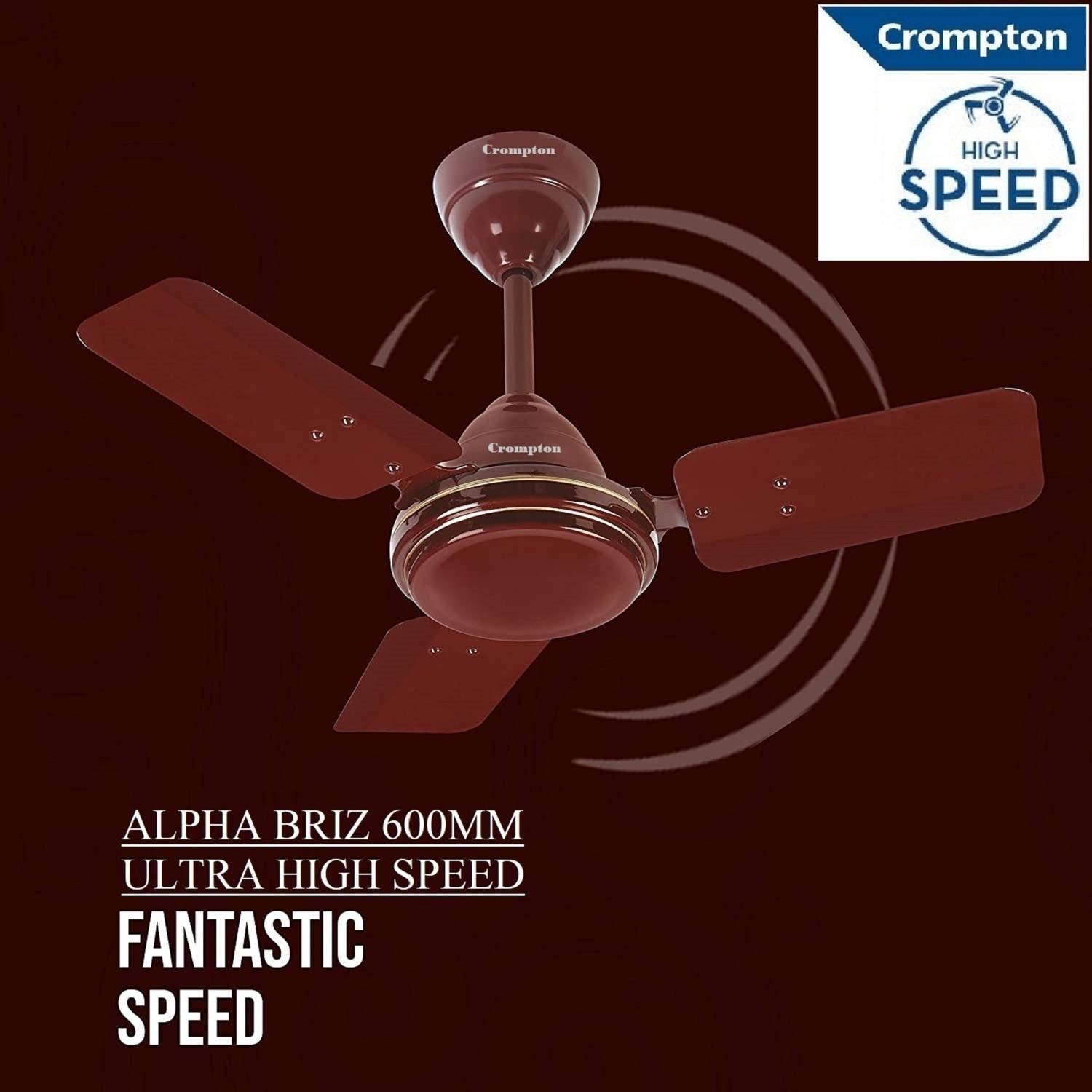 Crompton SUREBREEZE HS Plus ULTRA HIGH SPEED 100% COPPER MOTOR LONGER LIFE 600MM/24inch16 with 24 Months Warranty Energy Saving 600 mm Ceiling Fan