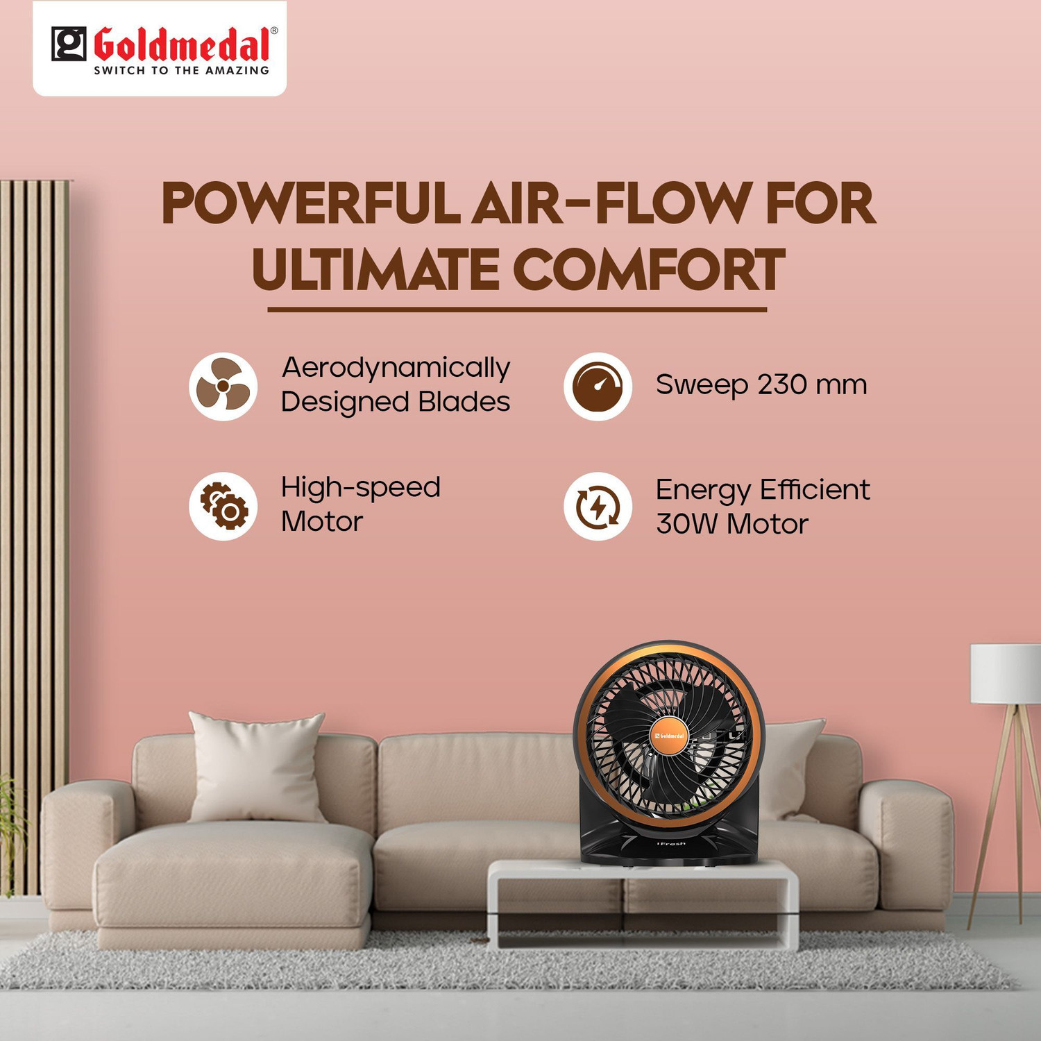 Image of Goldmedal i-Fresh 230mm with 2 Year Warranty 230 mm Table Fan