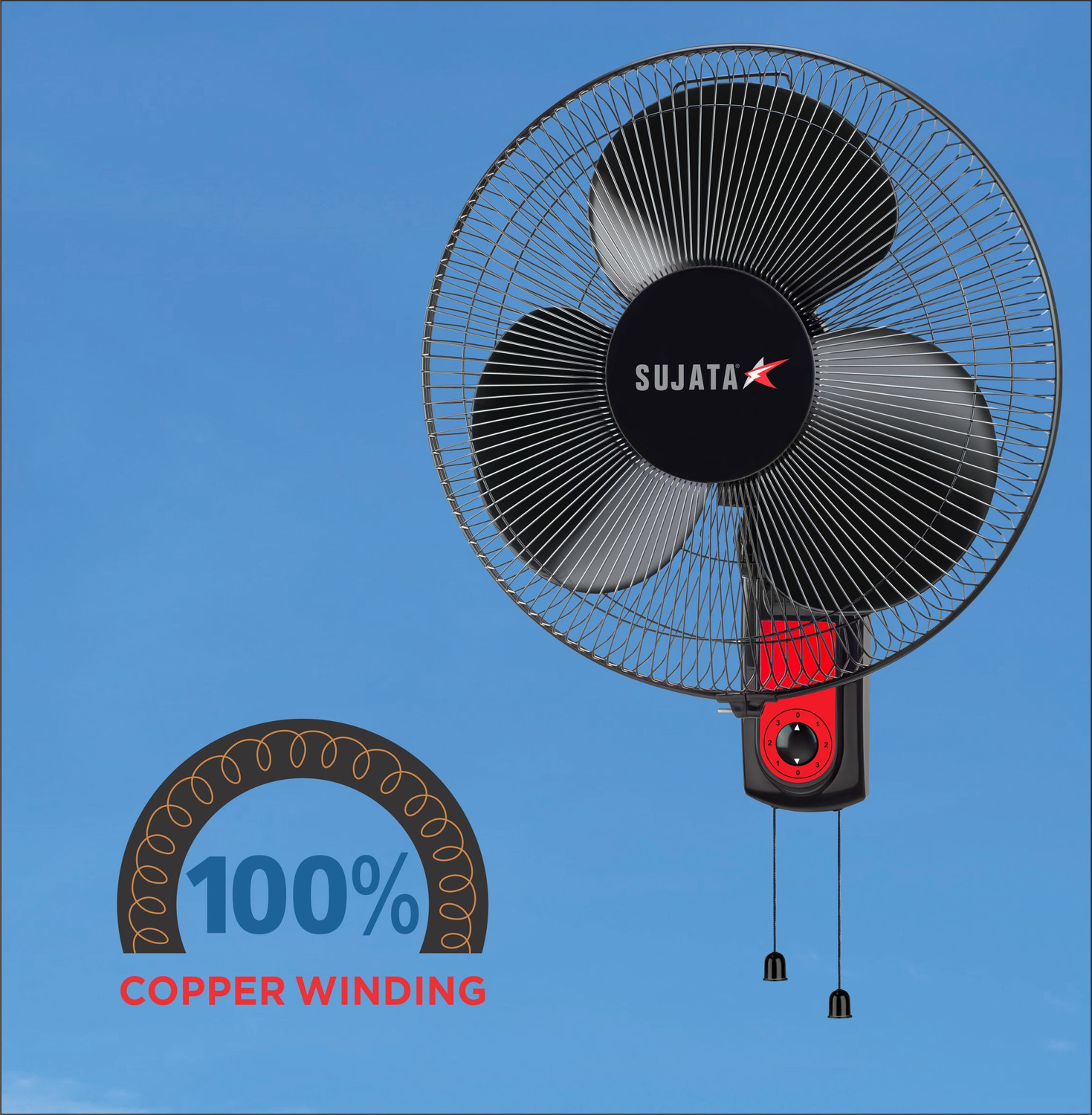 Image of SUJATA SWF 27 Wall Fan | 100% Copper Winding | Jerk Free | Oscillating Wall Fan with 2 Year Warranty High Air Delivery 400 mm Wall Fan