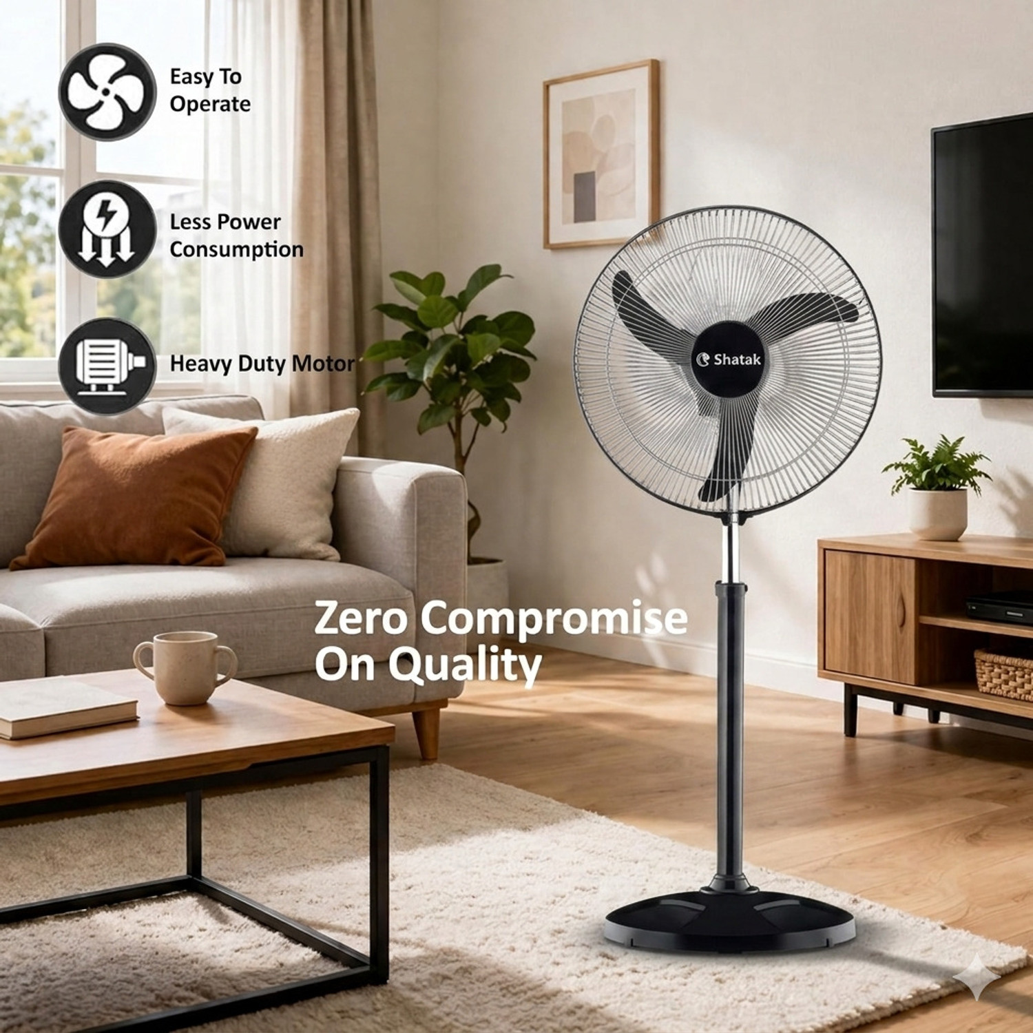 Image of SHATAK Bullet ISI Marked Stand Fan with Tilt Mechanism, Aesthetic Design with 2 Year Warranty High Air Delivery 400 mm Pedestal Fan