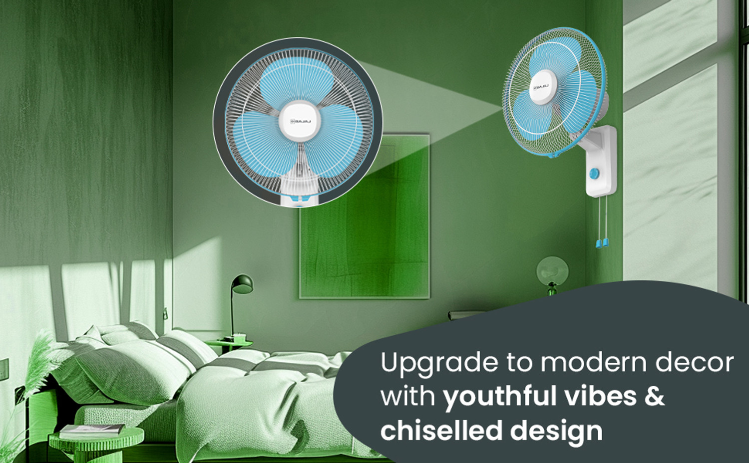Image of BAJAJ Robusto 400MM Oscillating Wall Fan white with 36 Months Warranty Silent Operation 400 mm Wall Fan