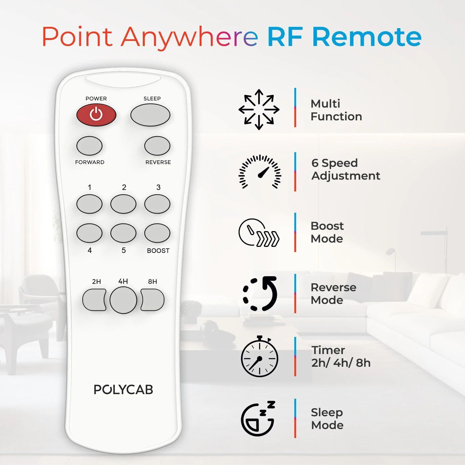 Image of Polycab Wizzy Neo |Remote|6 Speed| with 2 Year Warranty BLDC Motor with Remote 1200 mm Ceiling Fan (5 Star | Nat-wood | Pack of 1)