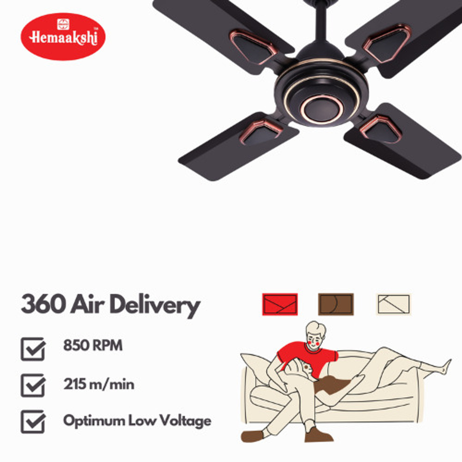 Image of HEMAAKSHI DELUXE with 2 Months Warranty Ultra High Speed 610 mm Ceiling Fan