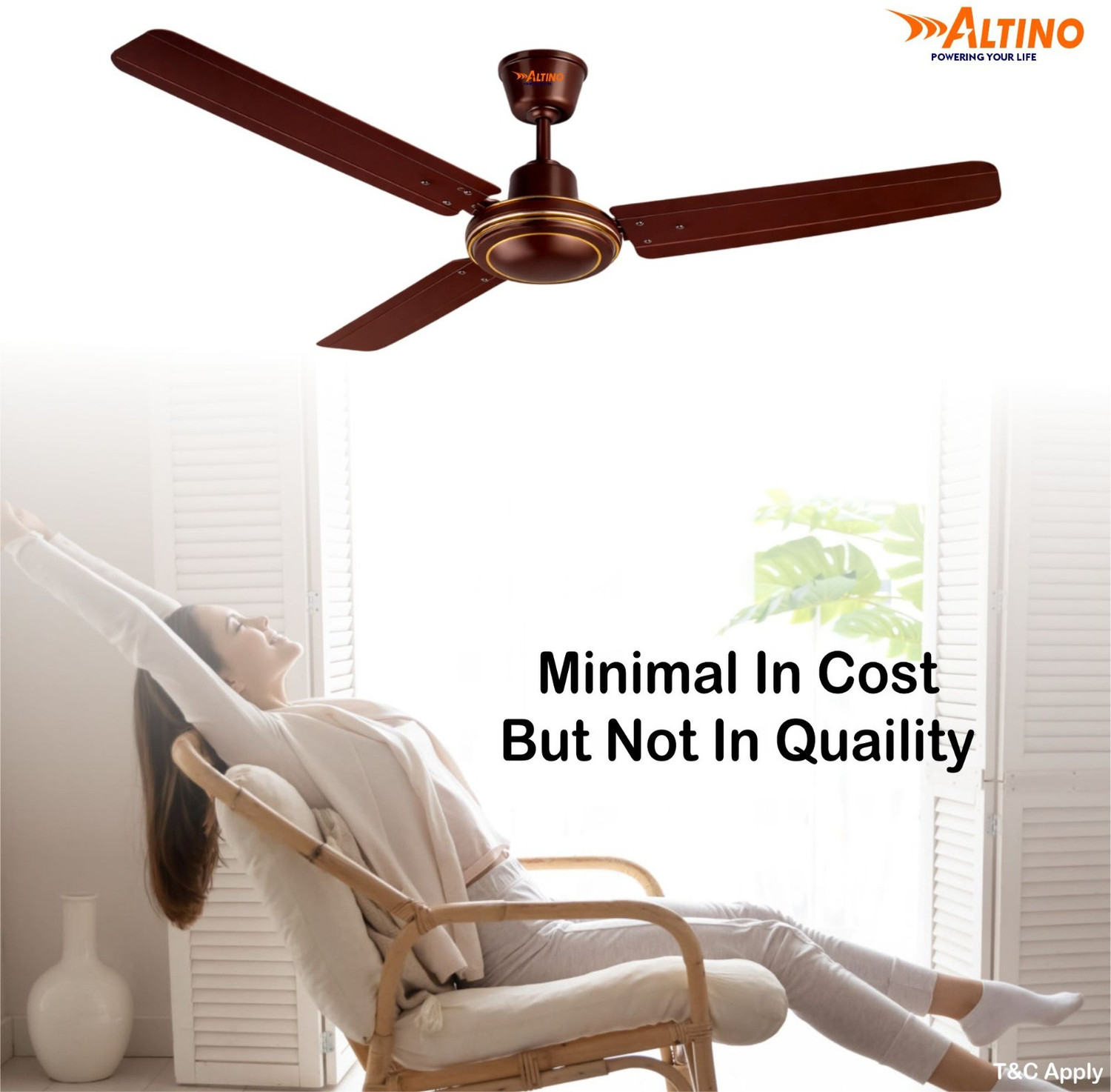 Image of ALTINO TEZZZ Glossy Brown-46 with 1 Year Warranty 1200 mm Ceiling Fan