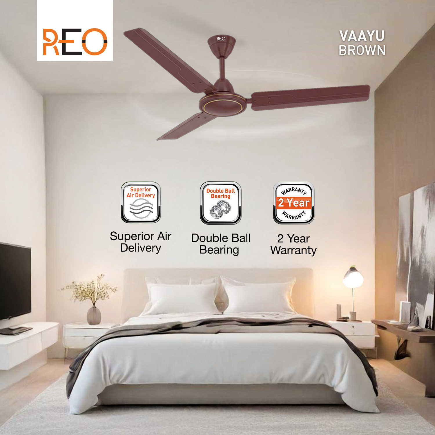 Image of Reo by Havells Vaayu with 2 Year Warranty Energy Saving 1200 mm Ceiling Fan