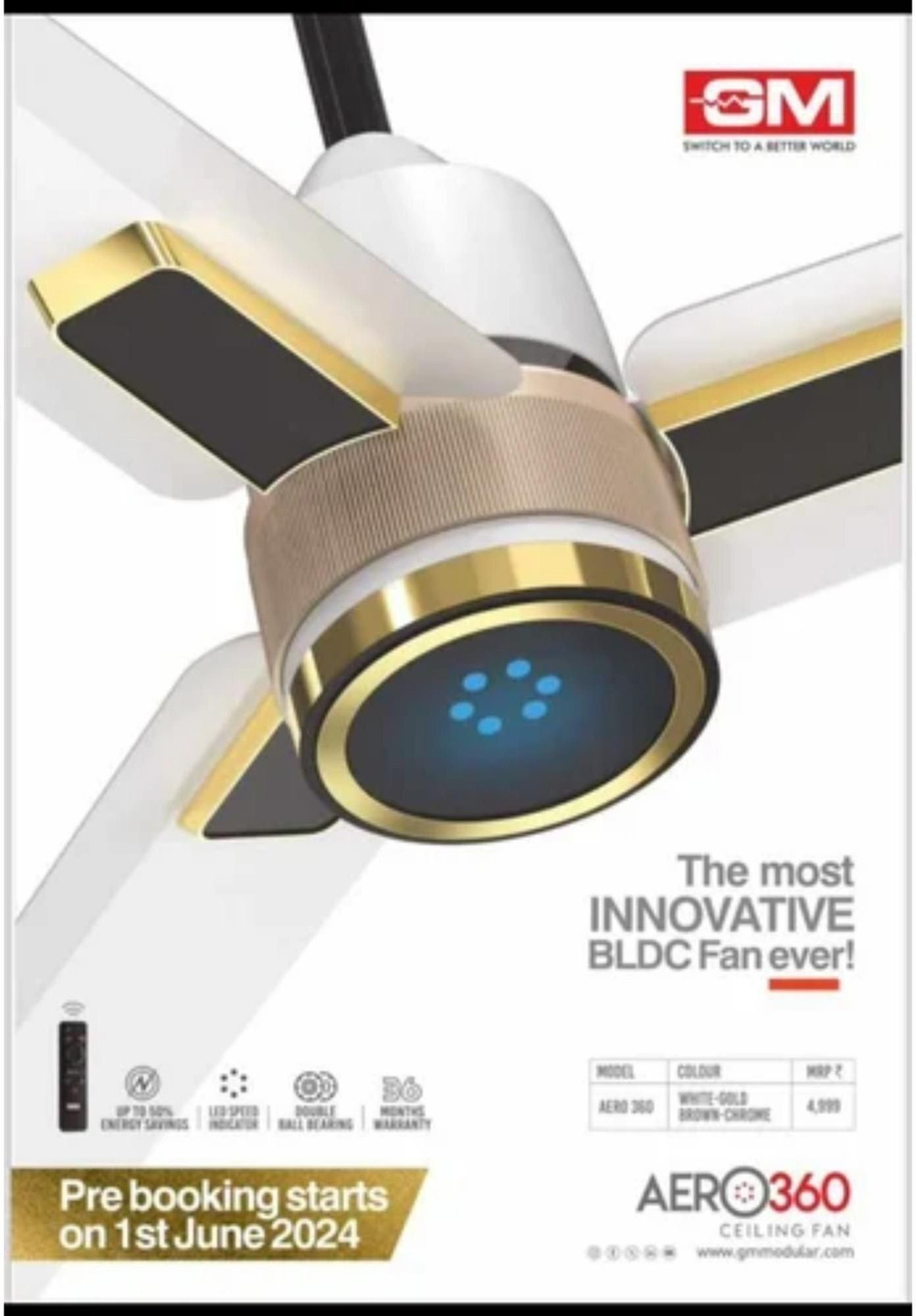 Image of GM AERO 360 with 36 Months Warranty 1200 mm Ceiling Fan
