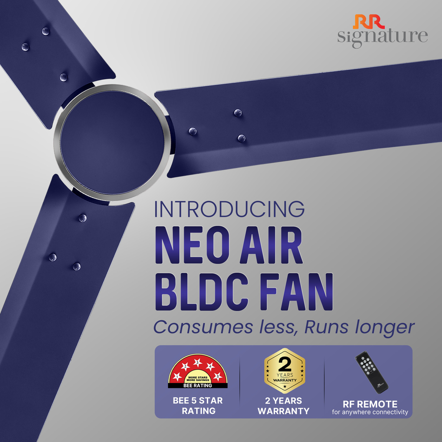 Image of RR NeoAir BLDC with 2 Year Warranty BLDC Motor 1200 mm Ceiling Fan