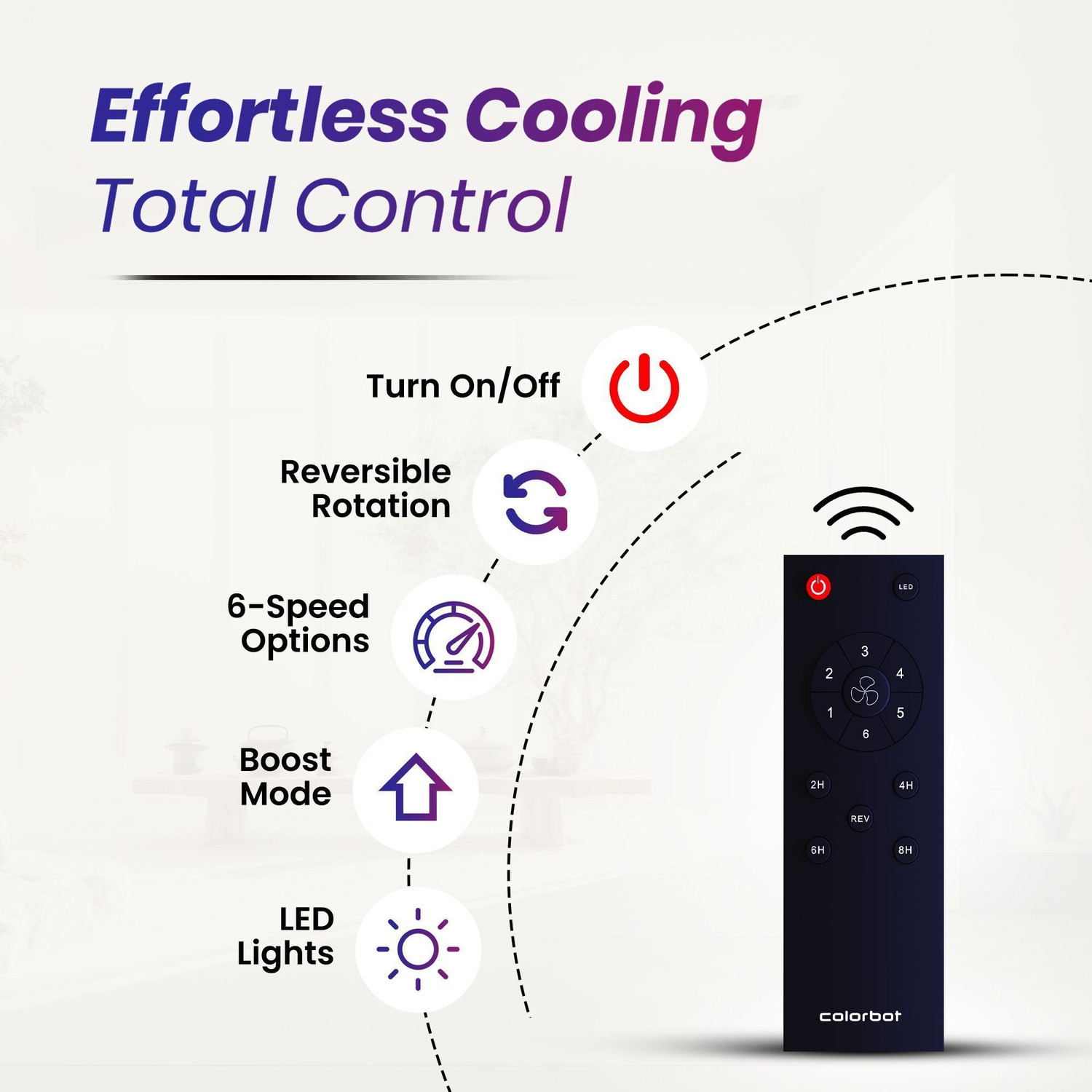 Image of Colorbot Stella BLDC Remote Controlled|Highspeed|LED| Reverse Mode| AeroQuiet+ Technolog with 4 Year Warranty BLDC Motor with Remote, With LED Indicators 1200 mm Ceiling Fan