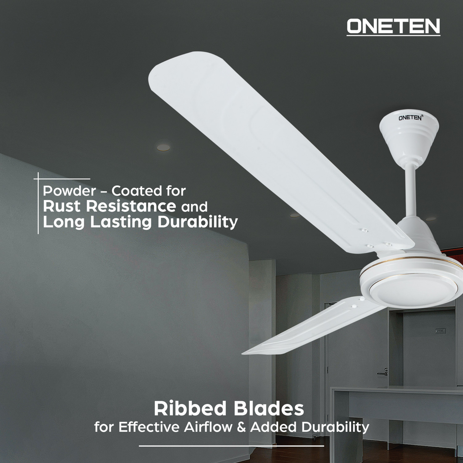 Image of ONE TEN Udan Ceiling Fan Energy Efficient Fan HighSpeed 400RPM with 24 Months Warranty Energy Saving 1200 mm Ceiling Fan