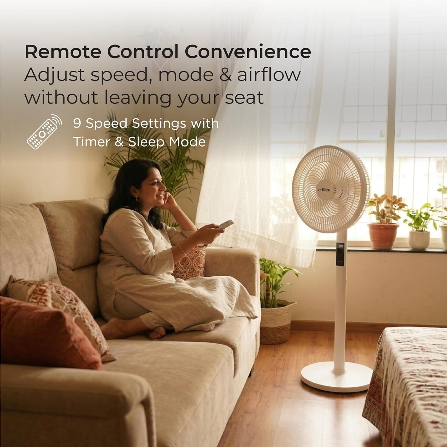 Image of Artifax Rechargeable Air Circulator Fan 10400mAh | 9 Speed | Oscillating with 1 Year Warranty Remote Controlled, High Air Delivery, Energy Saving, BLDC Motor with Remote, BLDC Motor 365 mm Pedestal Fan